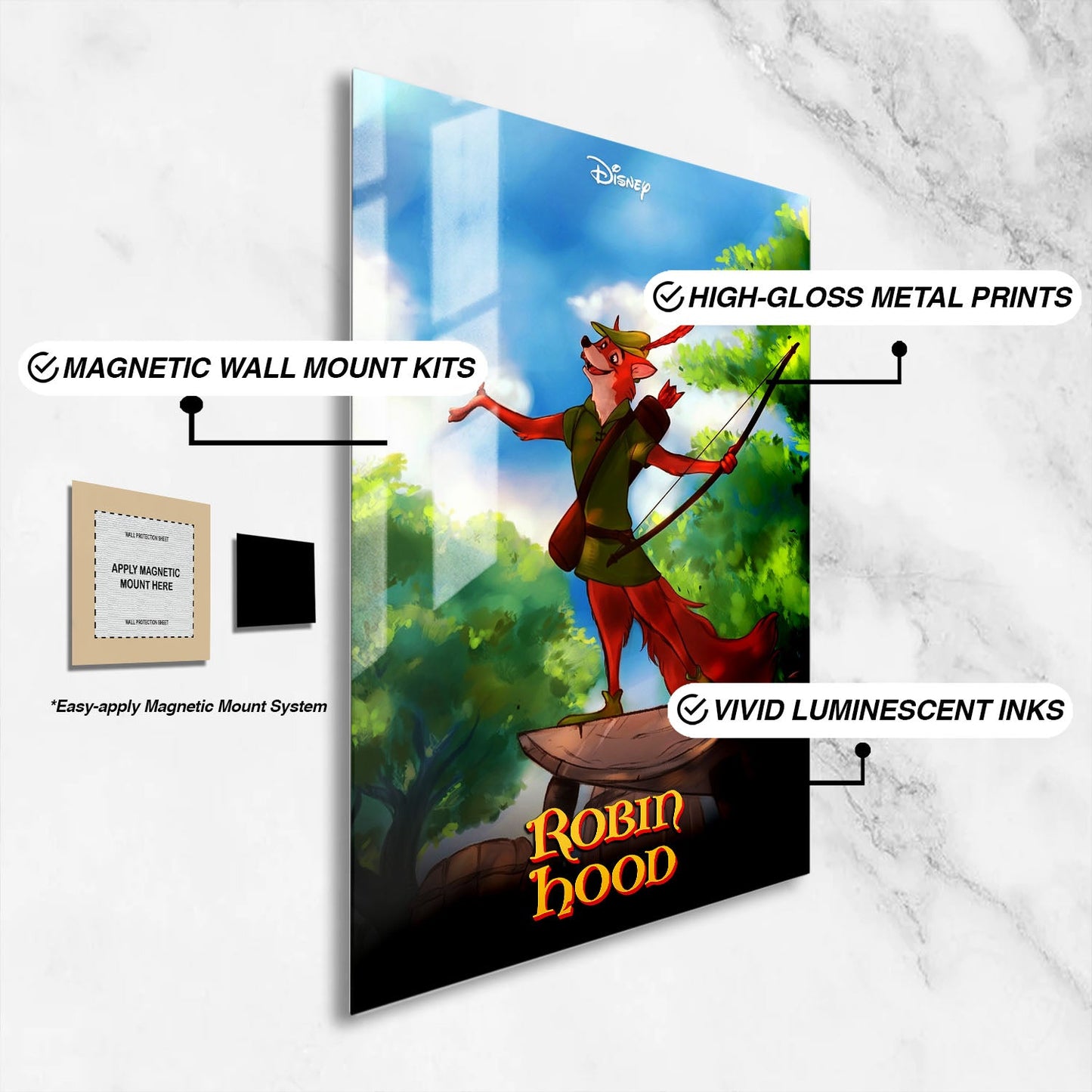 Flex Designs Metal Poster Robin Hood 16 x 24" Home Goods - Movie 1973 Movie Metal Poster