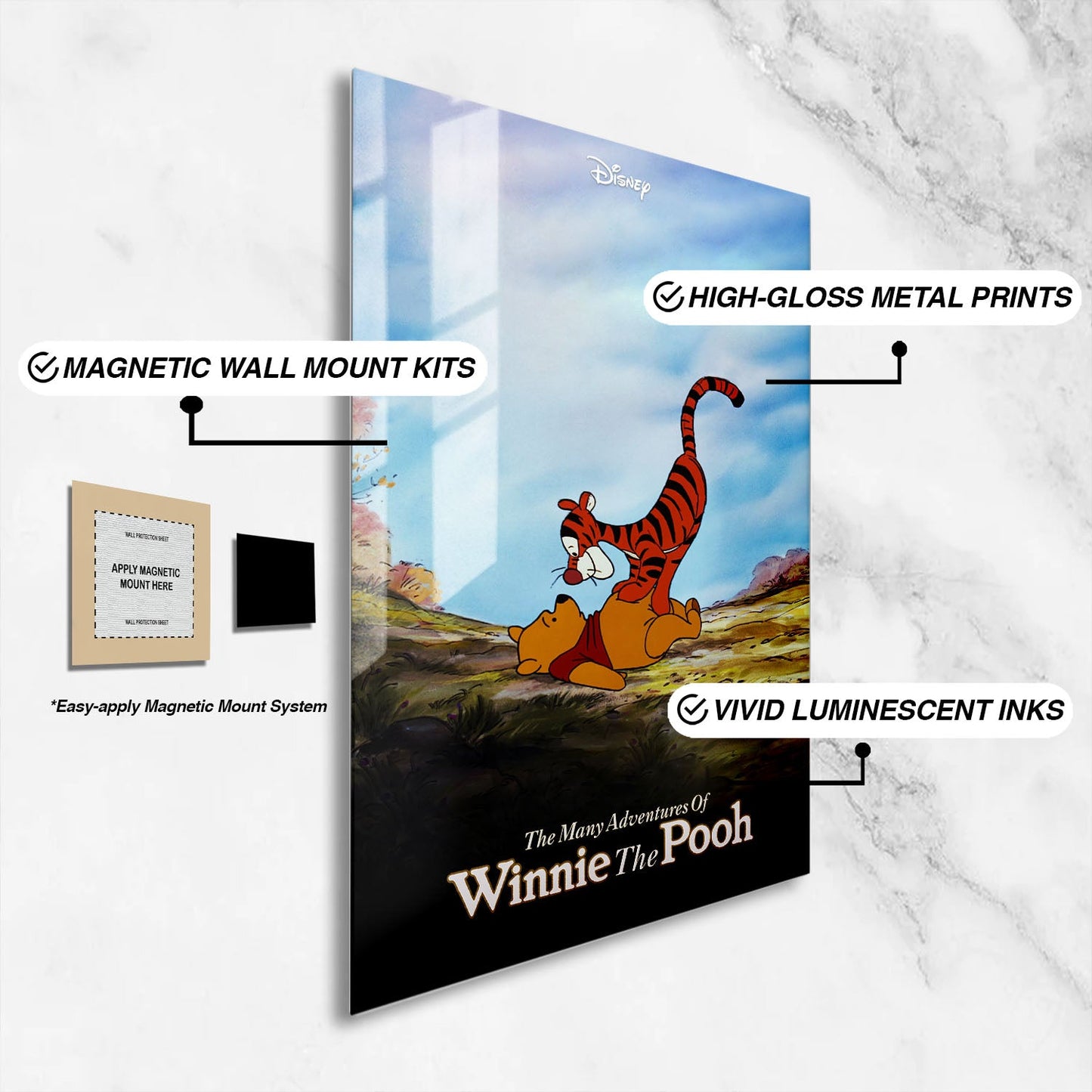 Flex Designs Metal Poster The Many Adventures of Winnie the Pooh 16 x 24" Home Goods - Movie 1977 Movie Metal Poster