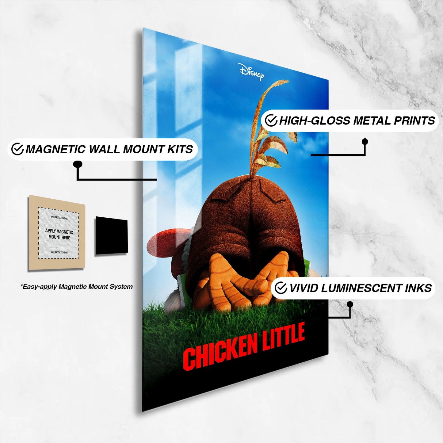 Flex Designs Metal Poster Chicken Little 16 x 24" Home Goods - Movie 2005 Movie Metal Poster