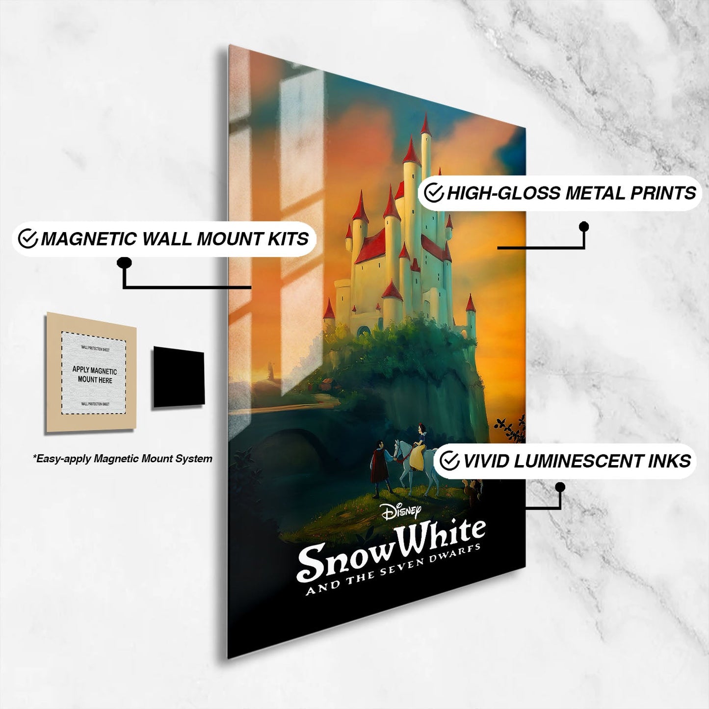 Flex Designs Metal Poster Snow White and the Seven Dwarfs Classic 16 x 24" Home Goods - Movie 1938 Movie Metal Poster