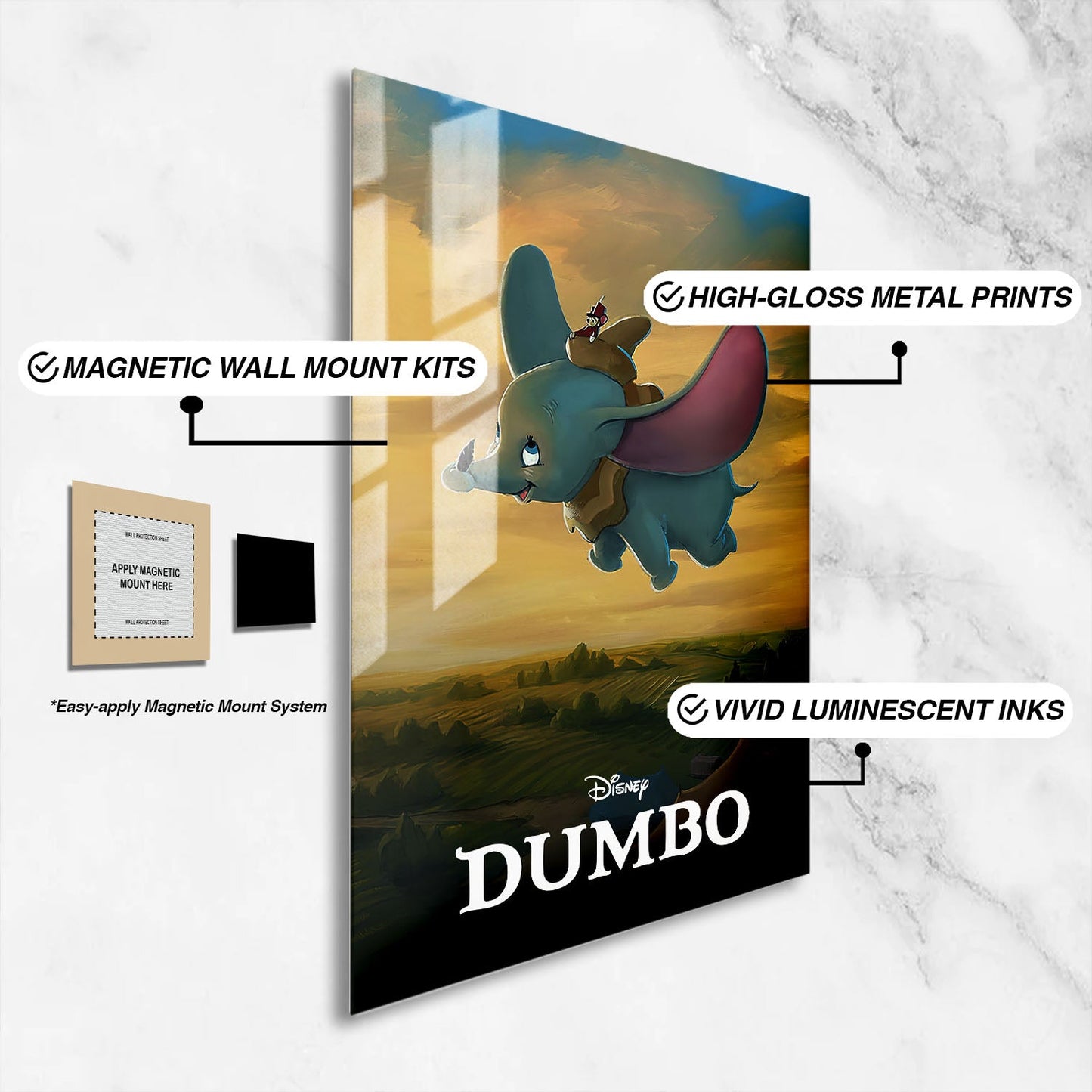 Flex Designs Metal Poster Dumbo Classic 16 x 24" Home Goods - Movie 1941 Movie Metal Poster