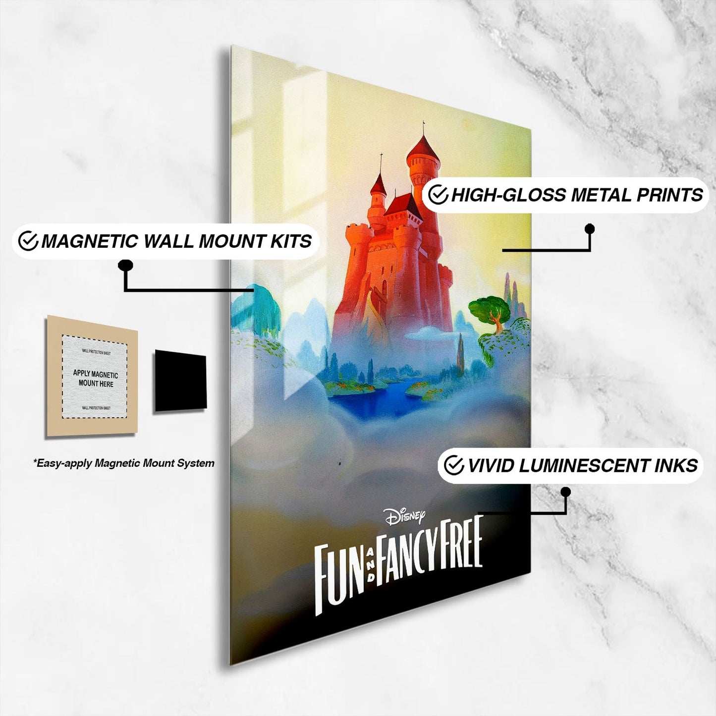 Flex Designs Metal Poster Fun and Fancy Free Classic 16 x 24" Home Goods - Movie 1947 Movie Metal Poster