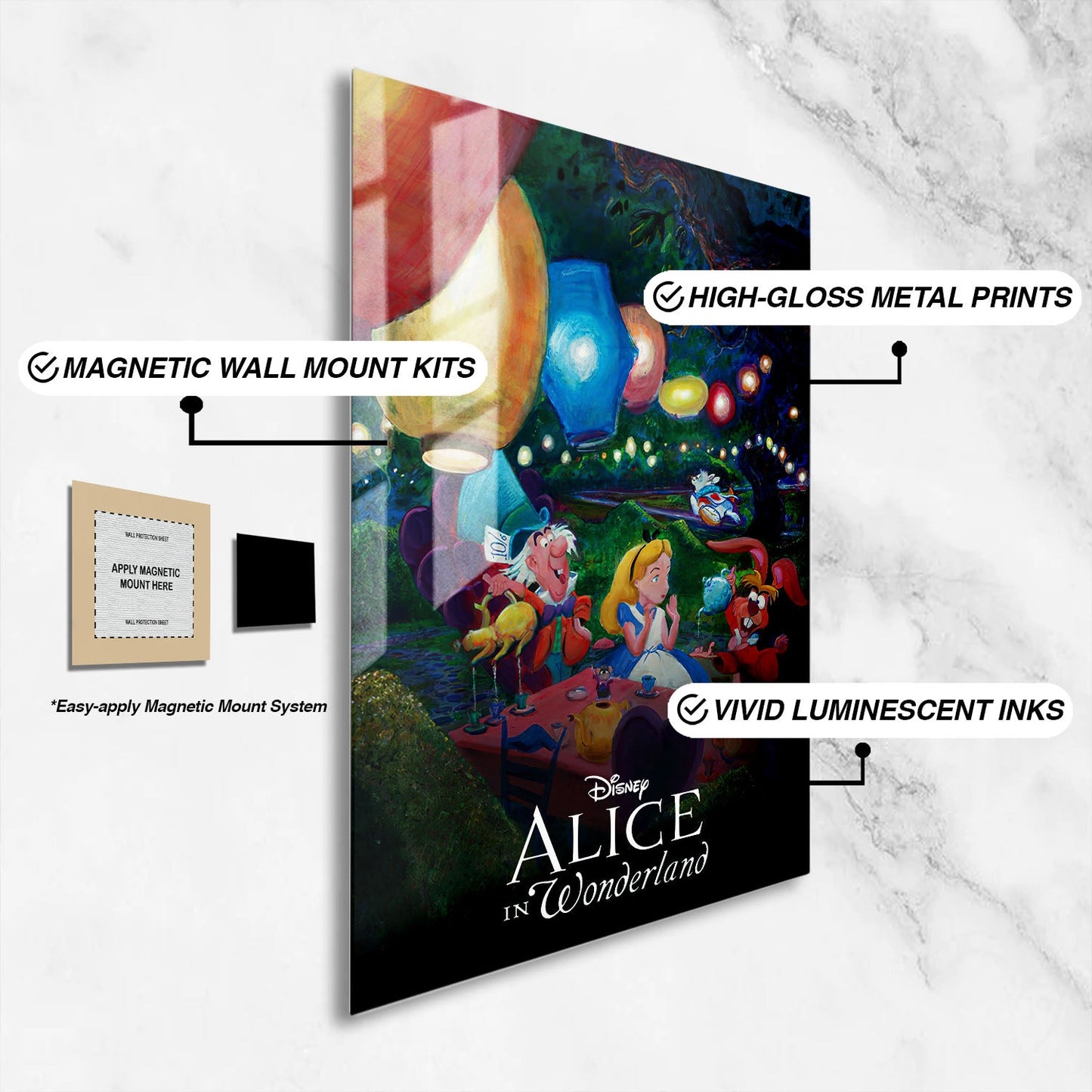 Flex Designs Metal Poster Alice in Wonderland Classic 16 x 24" Home Goods - Movie 1951 Movie Metal Poster