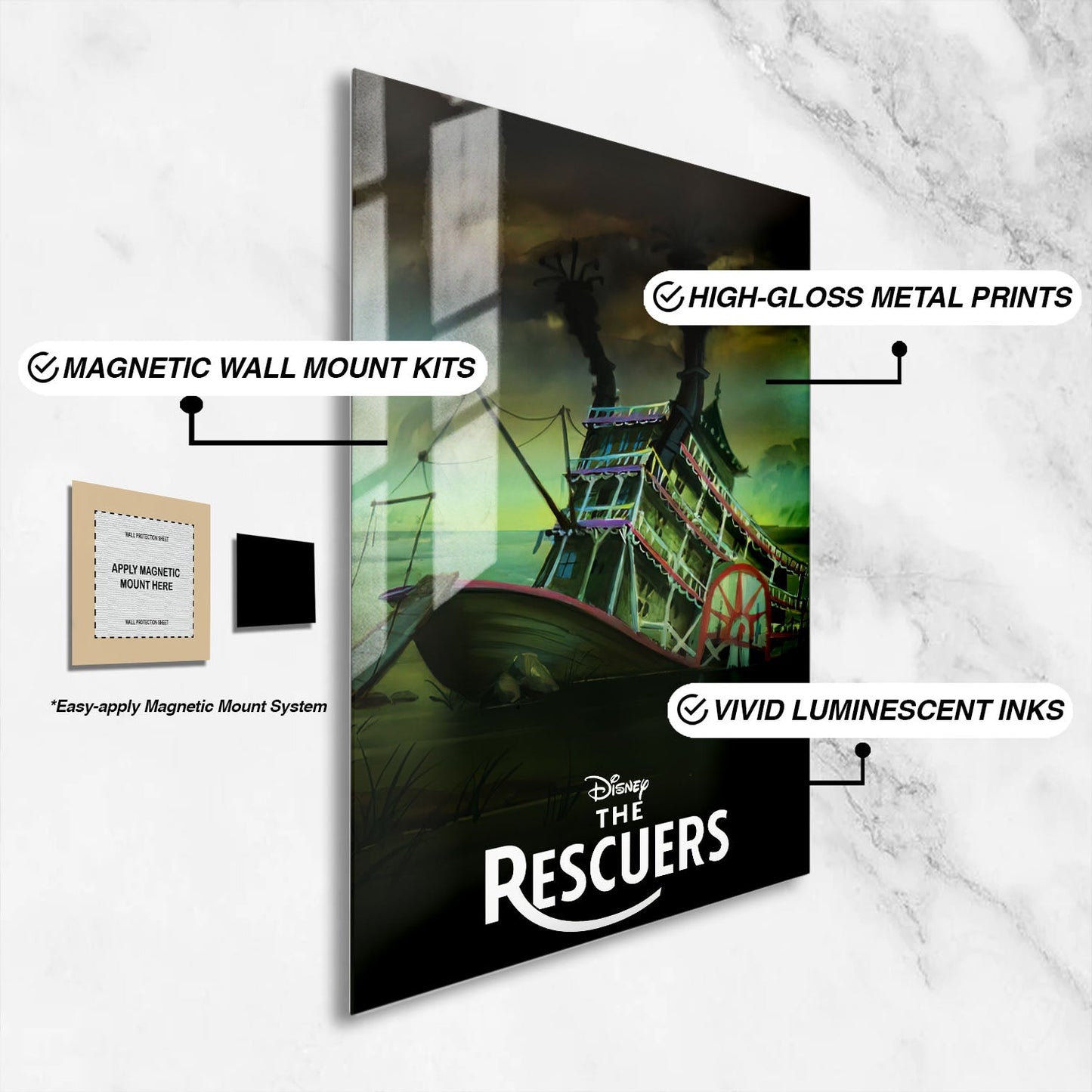 Flex Designs Metal Poster The Rescuers Classic 16 x 24" Home Goods - Movie 1977 Movie Metal Poster