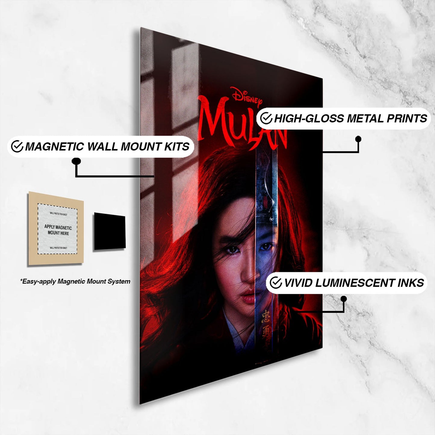Flex Designs Metal Poster Mulan Live Action 16 x 24" Home Goods - Movie 2020 Movie Metal Poster