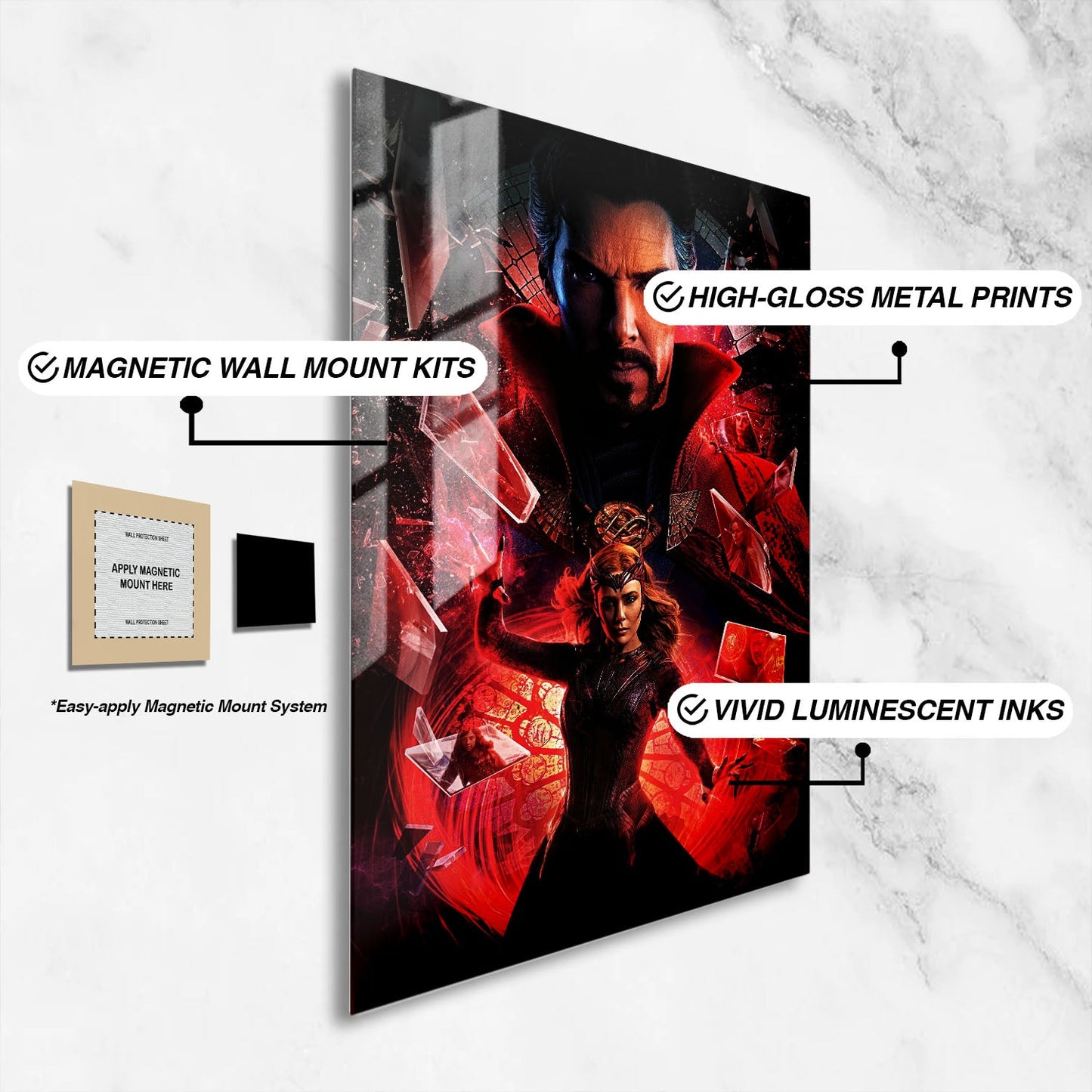Flex Designs Metal Poster Doctor Strange in the Multiverse of Madness Key Art 16 x 24" Home Goods - Movie 2022 Movie Metal Poster