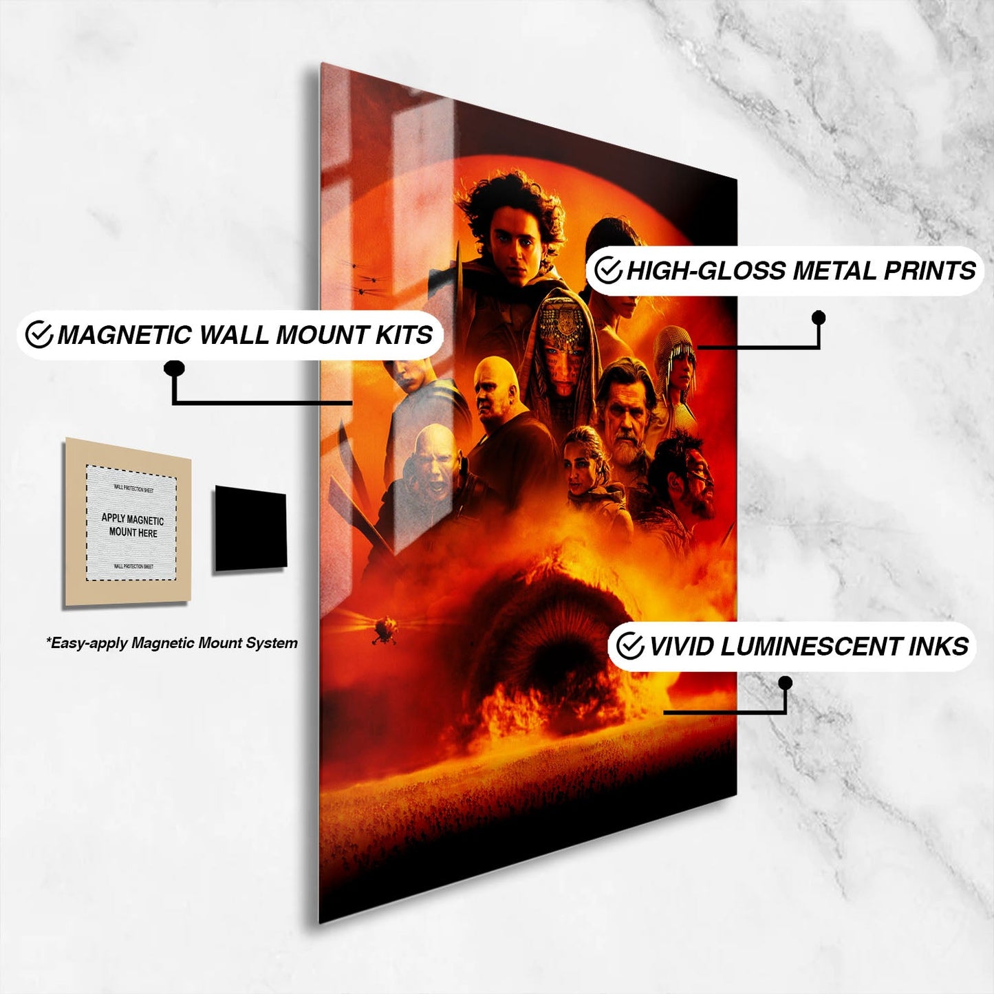 Flex Designs Metal Poster Dune - Part Two Key Art 16 x 24" Home Goods - Movie 2024 Movie Metal Poster