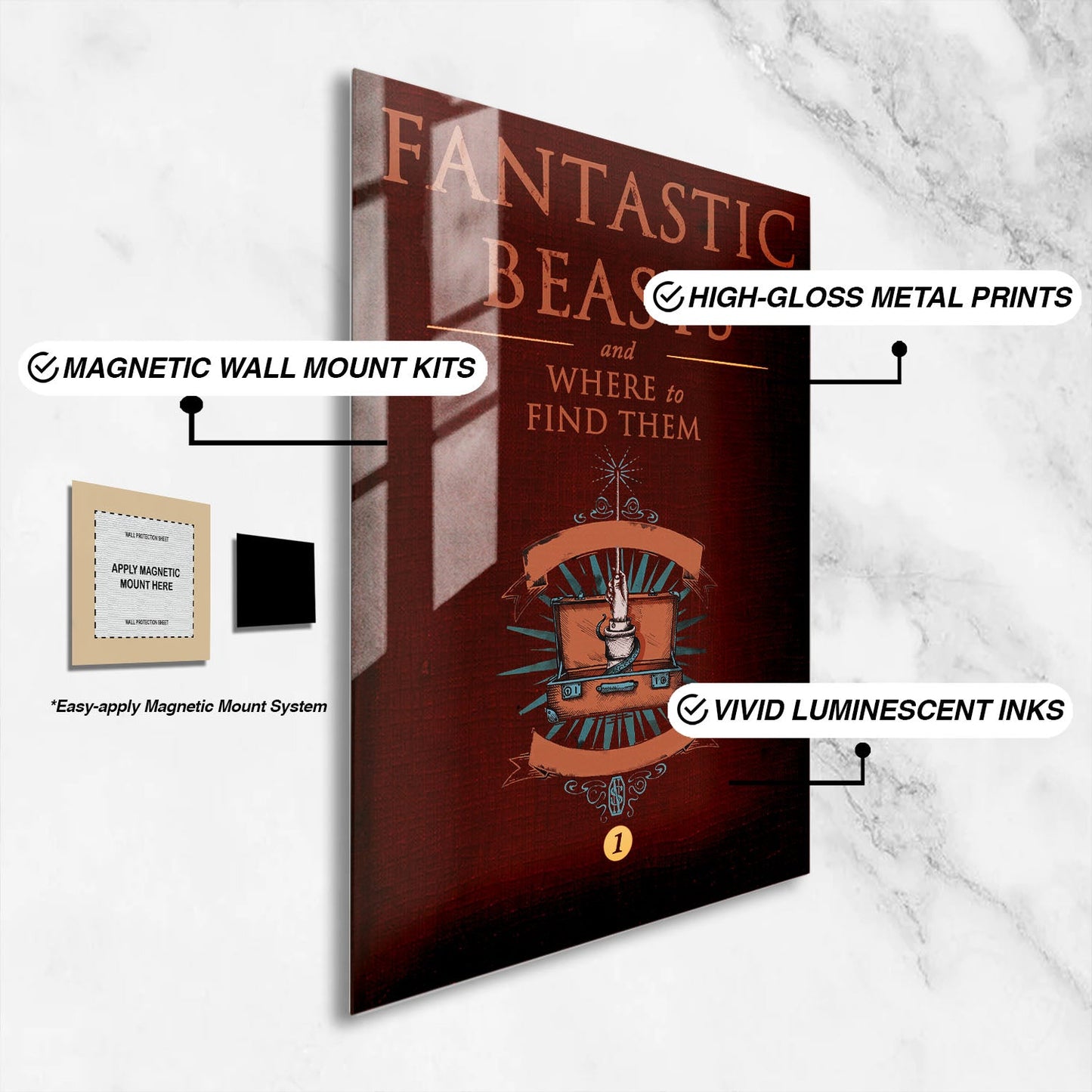 Flex Designs Metal Poster Fantastic Beasts and Where to Find Them Bookcover 16 x 24" Home Goods - Movie 2016 Movie Metal Poster
