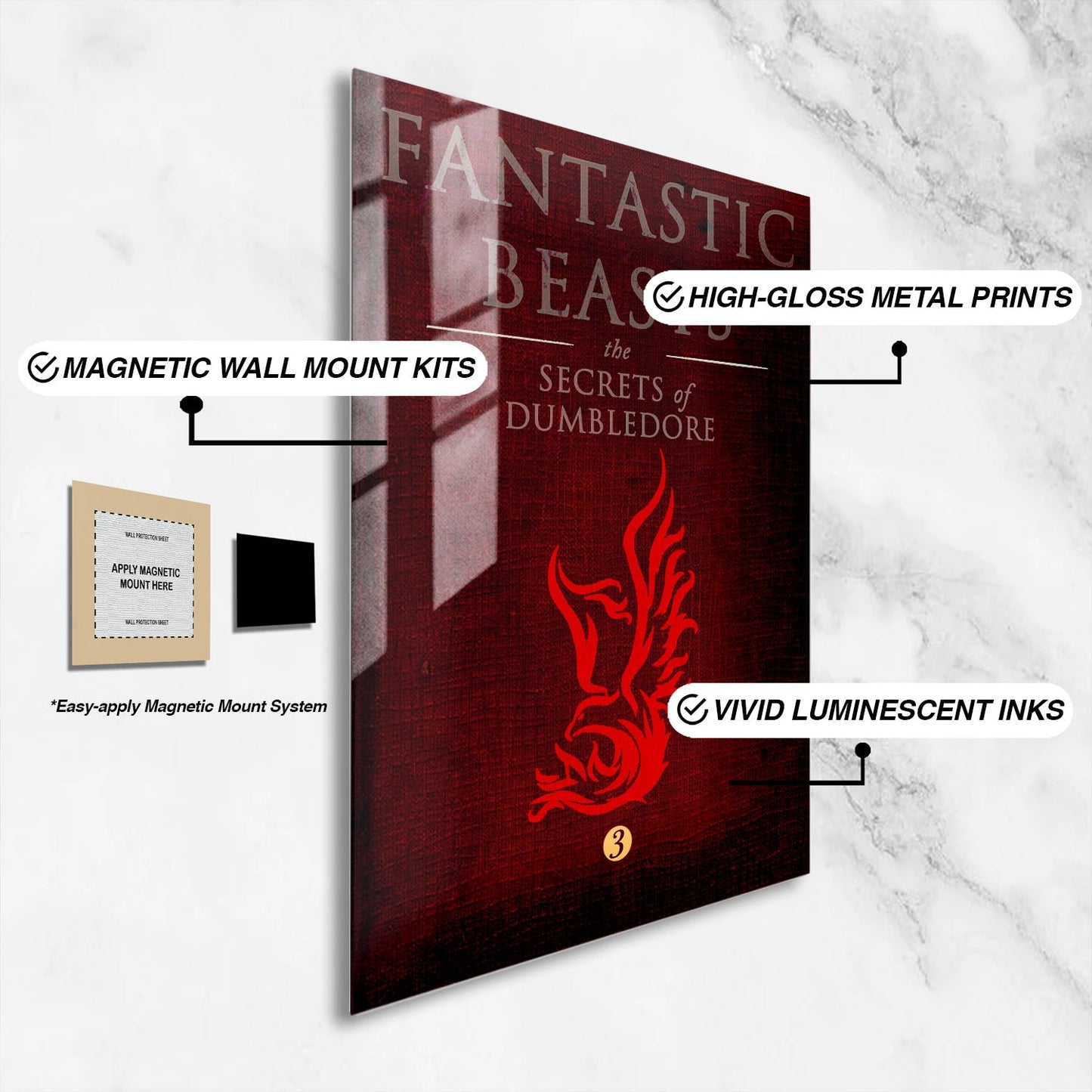Flex Designs Metal Poster Fantastic Beasts The Secrets of Dumbledore Bookcover 16 x 24" Home Goods - Movie 2022 Movie Metal Poster