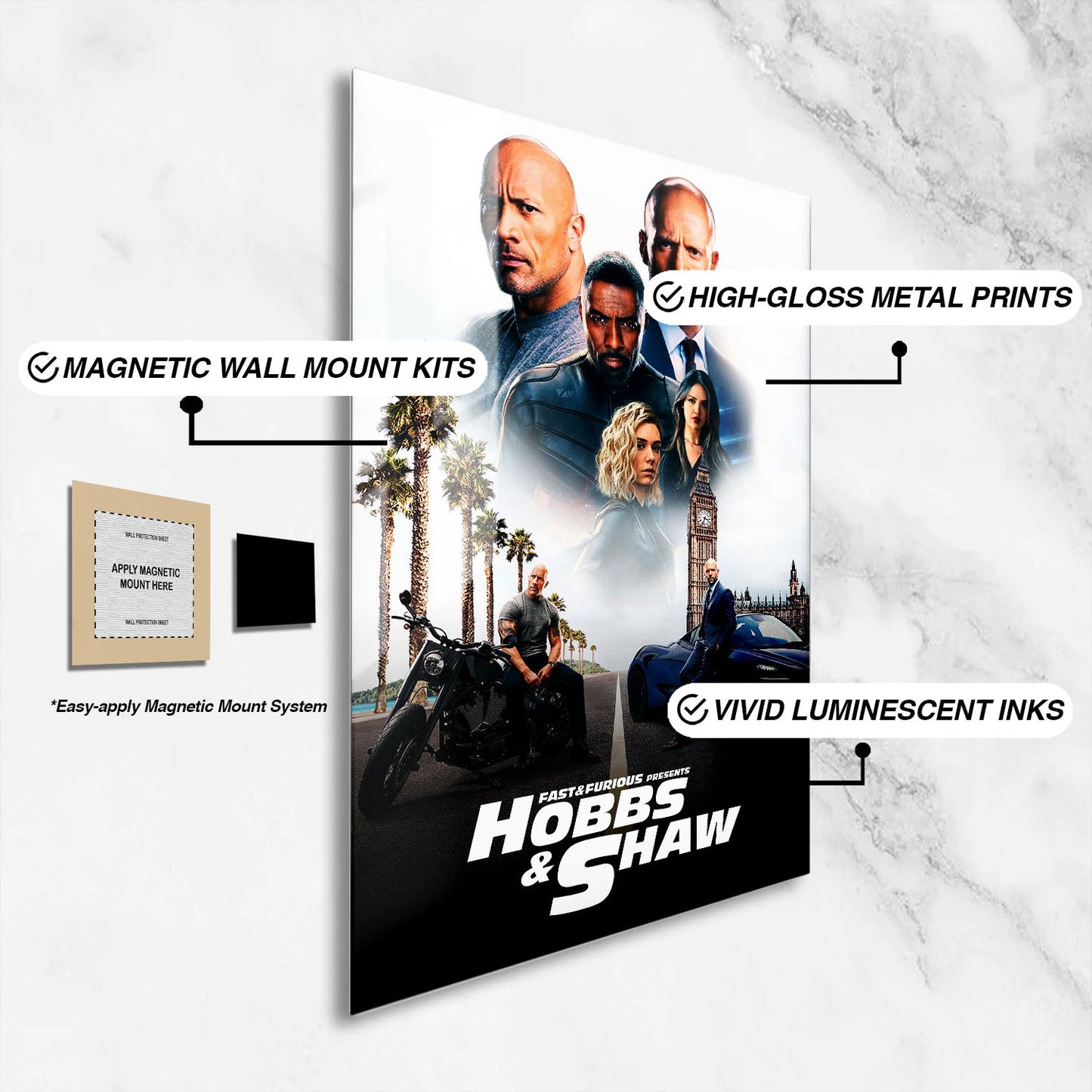 Flex Designs Metal Poster Fast Furious Presents Hobbs Shaw Classic 16 x 24" Home Goods - Movie 2019 Movie Metal Poster