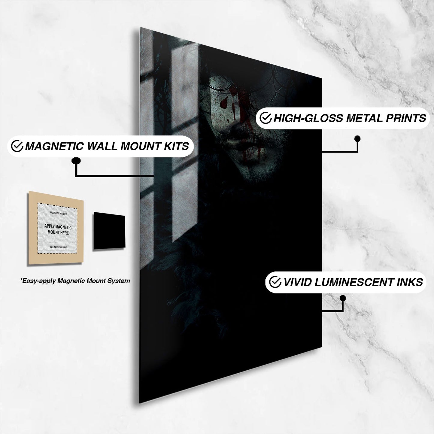 Flex Designs Metal Poster Game of Thrones Jon Snow 16 x 24" Home Goods - TV Show 2011 TV Show Metal Poster