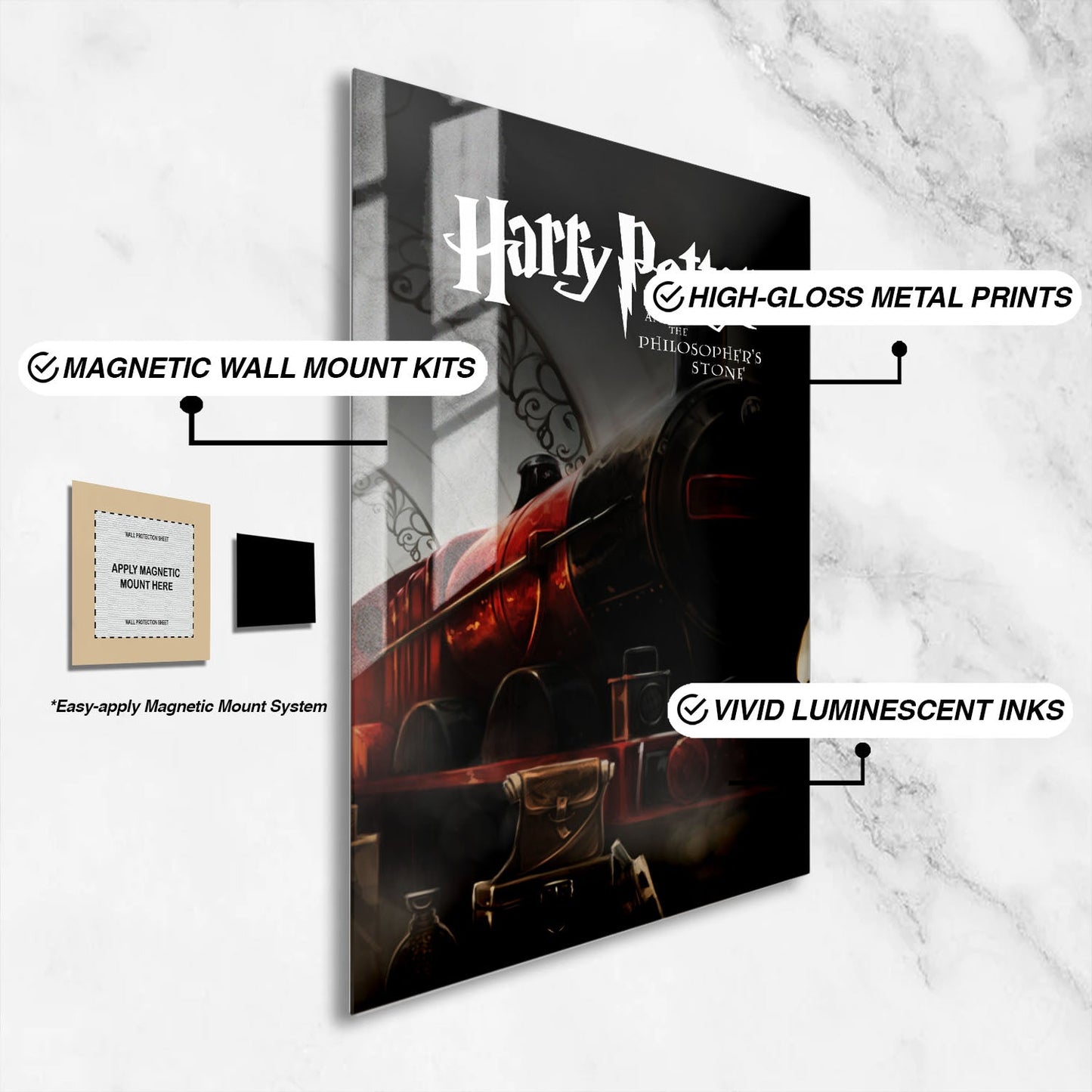 Flex Designs Metal Poster Harry Potter and the Philosophers Stone Minimalist 16 x 24" Home Goods - Movie 2001 Movie Metal Poster