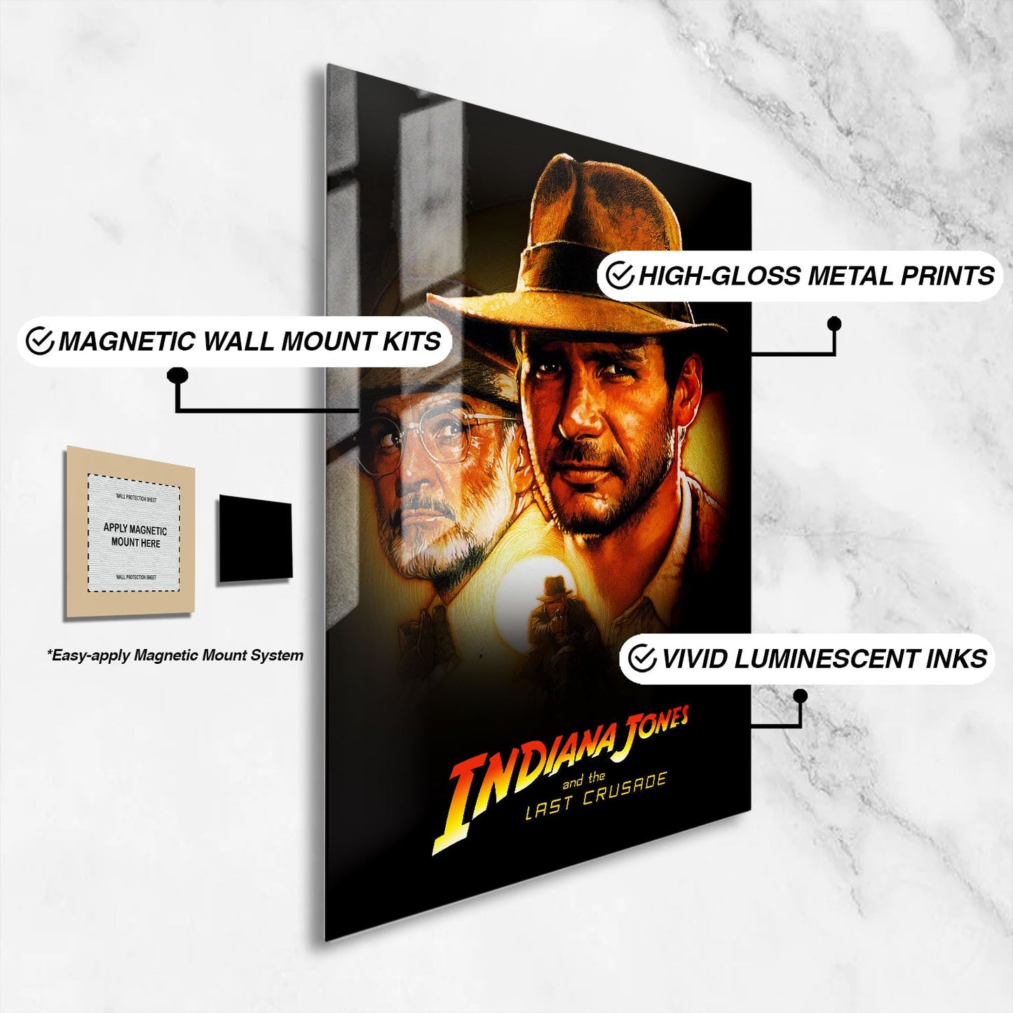 Flex Designs Metal Poster Indiana Jones and the Last Crusade 16 x 24" Home Goods - Movie 1989 Movie Metal Poster