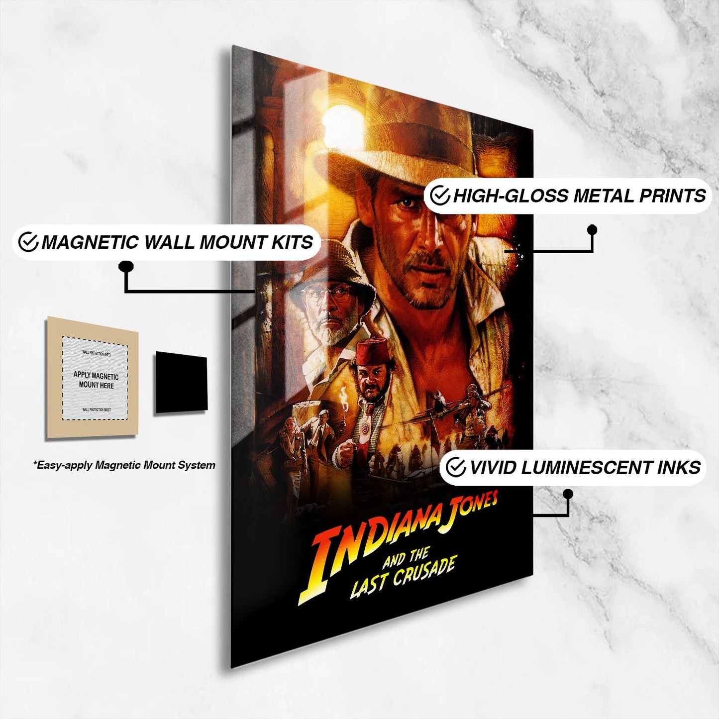 Flex Designs Metal Poster Indiana Jones and the Last Crusade Classic 16 x 24" Home Goods - Movie 1989 Movie Metal Poster