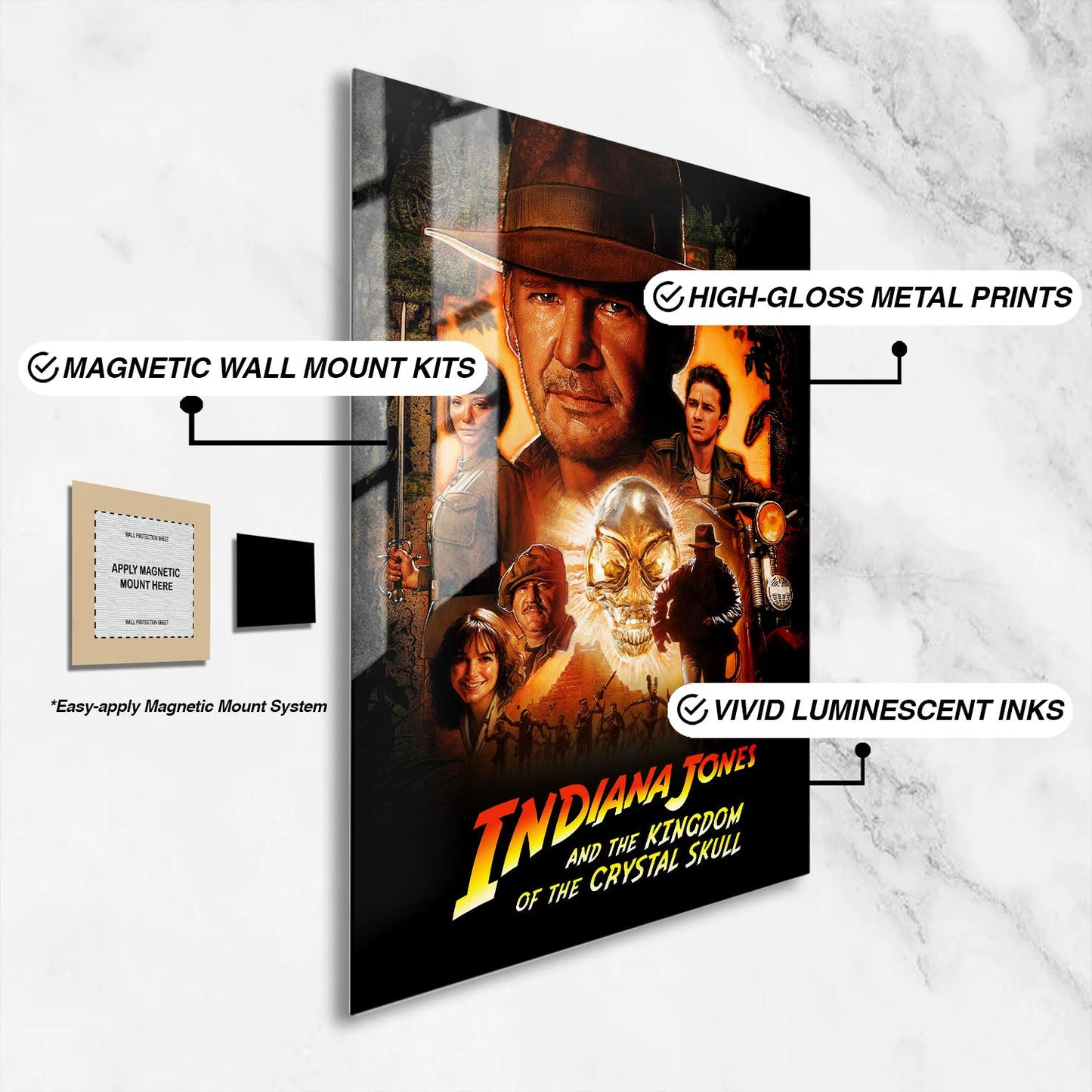 Flex Designs Metal Poster Indiana Jones and the Kingdom of the Crystal Skull Classic 16 x 24" Home Goods - Movie 2008 Movie Metal Poster
