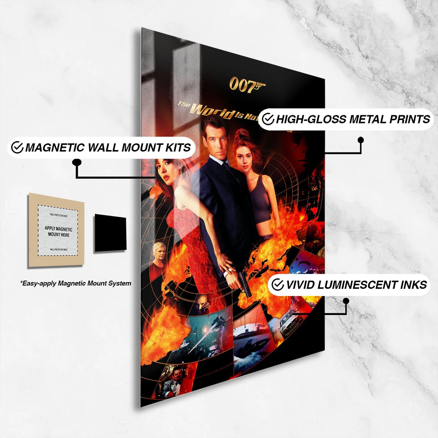 Flex Designs Metal Poster The World Is Not Enough 16 x 24" Home Goods - Movie 1999 Movie Metal Poster