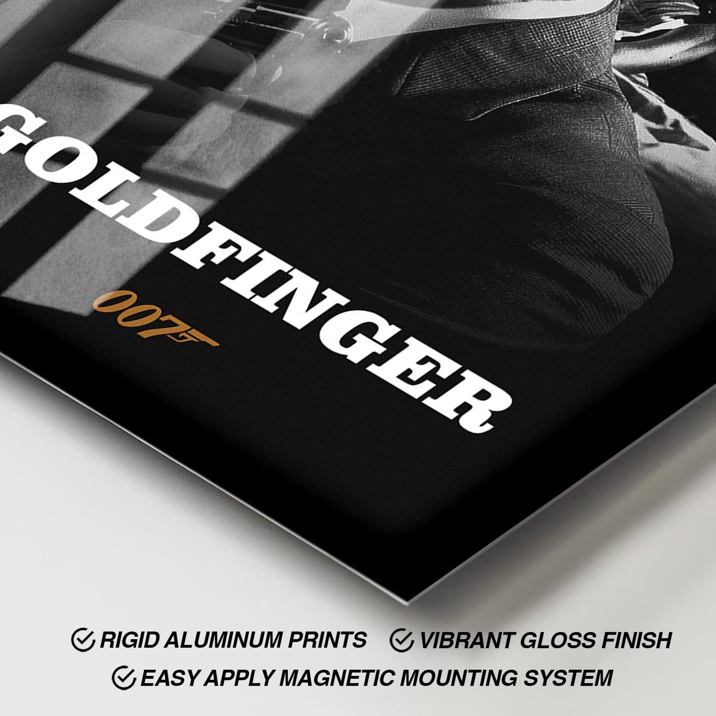 Flex Designs Metal Poster Goldfinger B&W 11 x 17" Home Goods - Movie 1964 Movie Metal Poster
