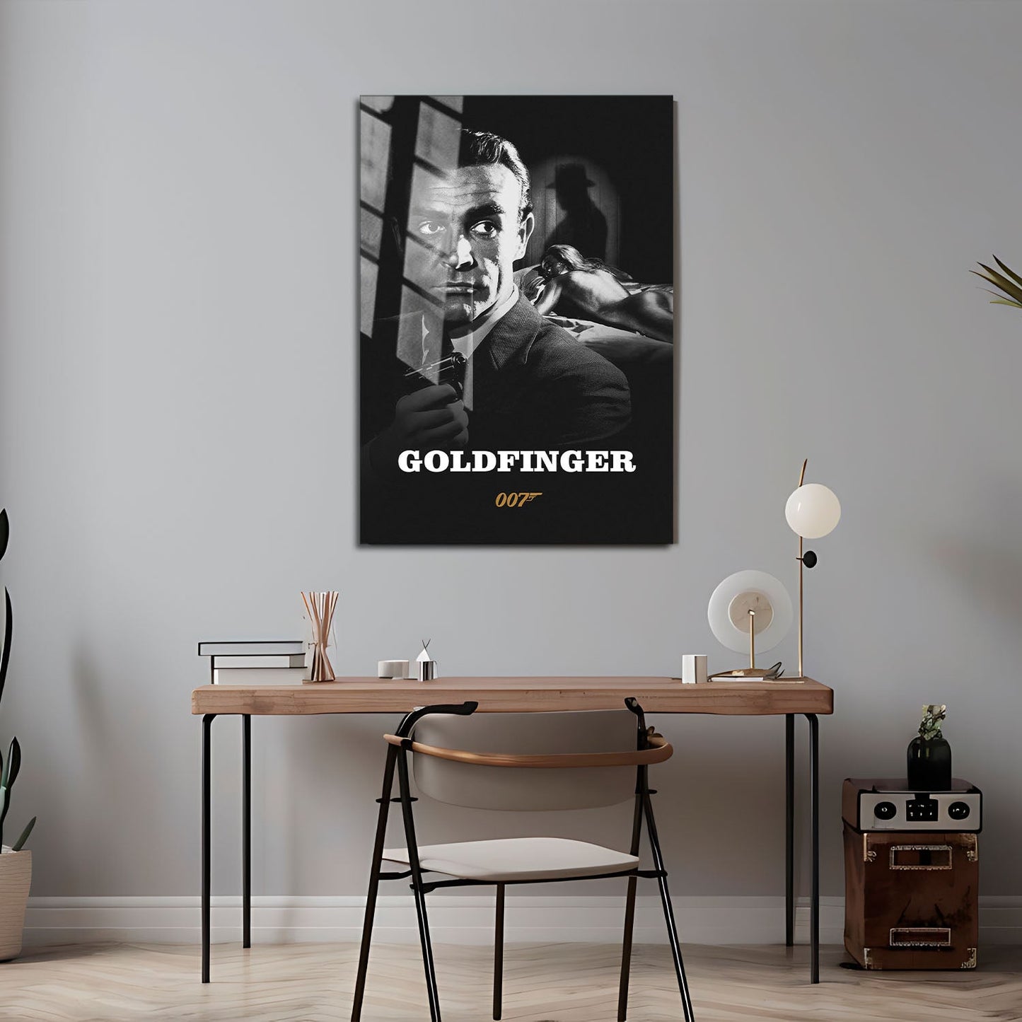 Flex Designs Metal Poster Goldfinger B&W 24 x 36" Home Goods - Movie 1964 Movie Metal Poster