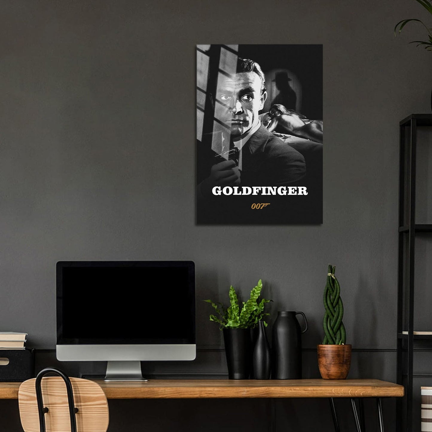 Flex Designs Metal Poster Goldfinger B&W 5 x 7" Home Goods - Movie 1964 Movie Metal Poster