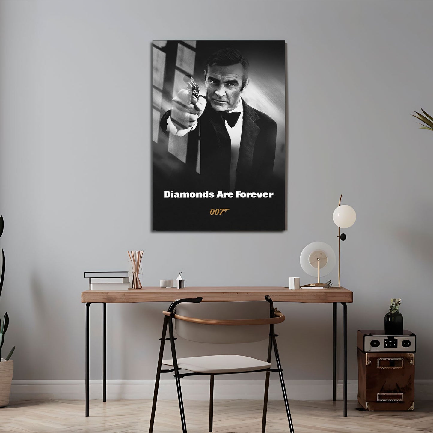 Flex Designs Metal Poster Diamonds Are Forever B&W 24 x 36" Home Goods - Movie 1971 Movie Metal Poster