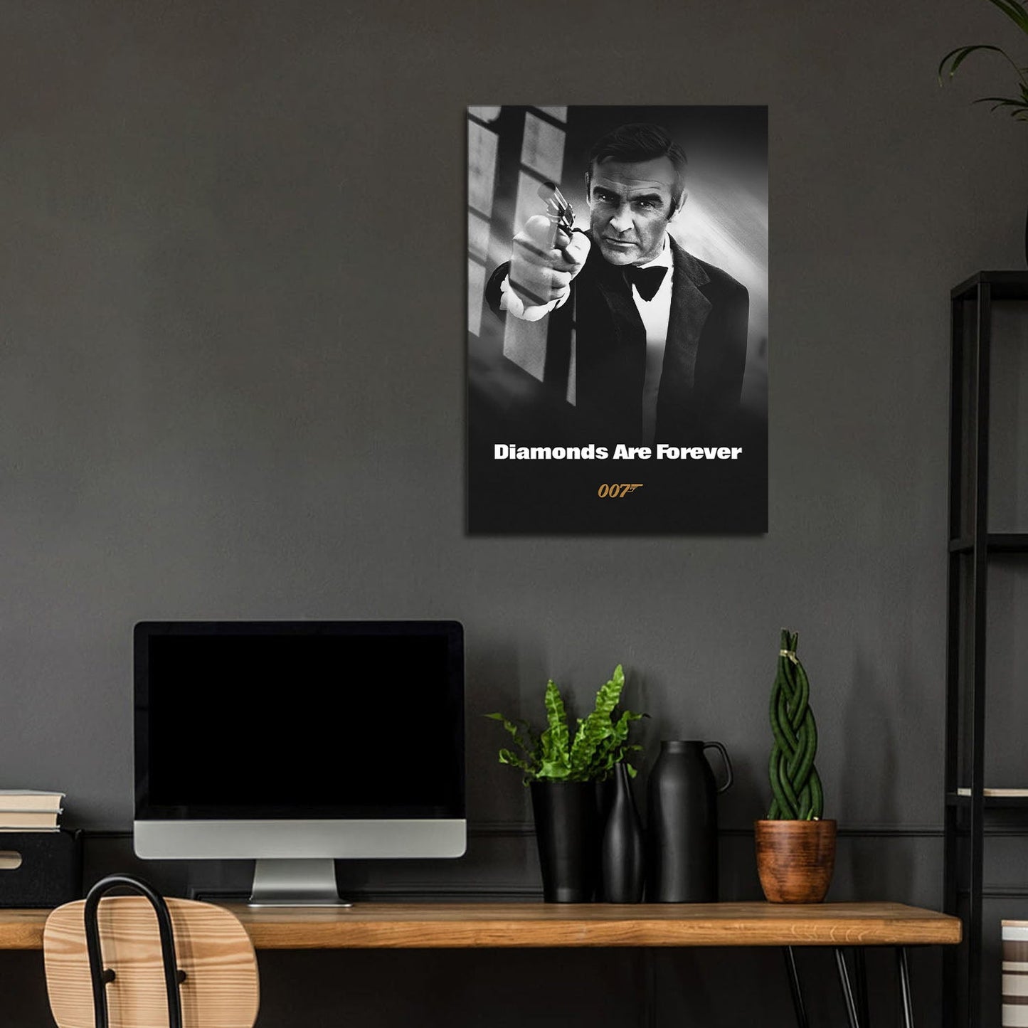 Flex Designs Metal Poster Diamonds Are Forever B&W 5 x 7" Home Goods - Movie 1971 Movie Metal Poster