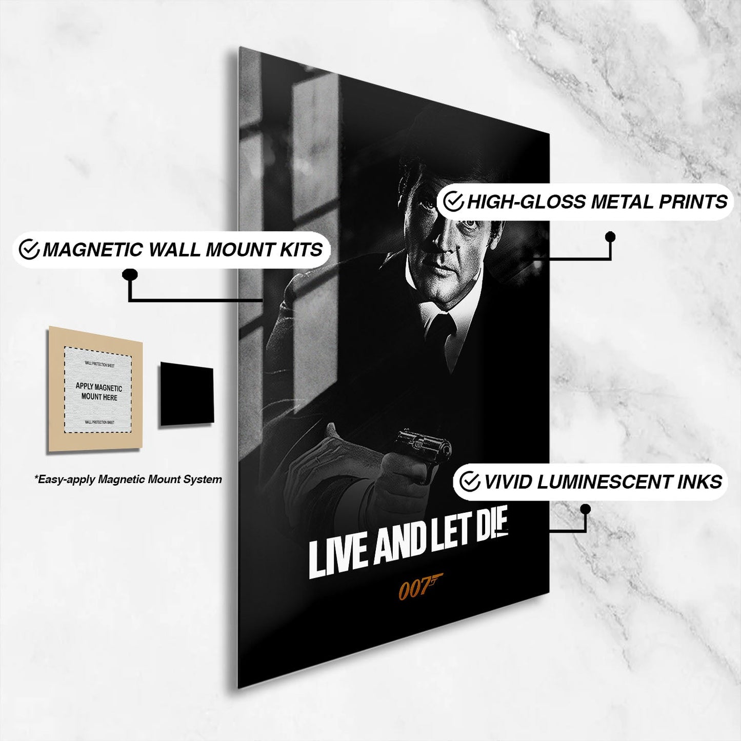 Flex Designs Metal Poster Live and Let Die B&W 16 x 24" Home Goods - Movie 1973 Movie Metal Poster