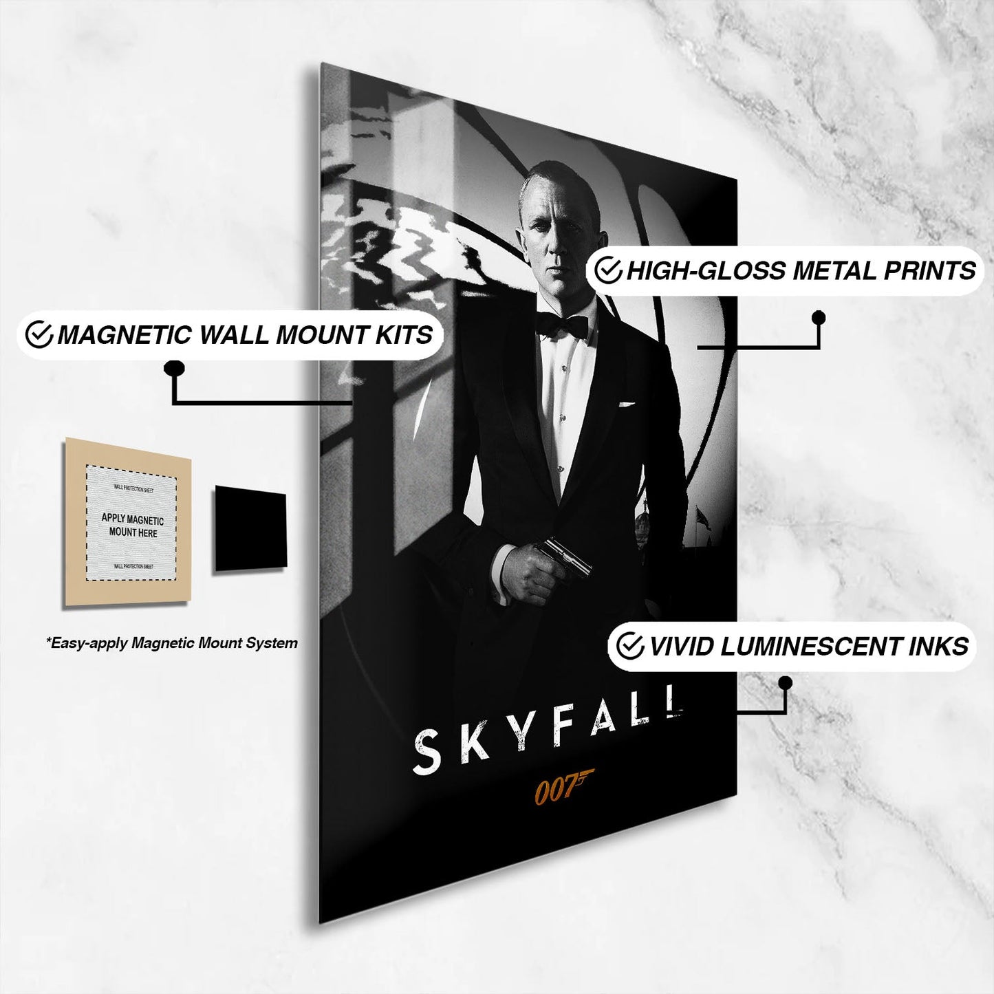 Flex Designs Metal Poster Skyfall B&W 16 x 24" Home Goods - Movie 2012 Movie Metal Poster