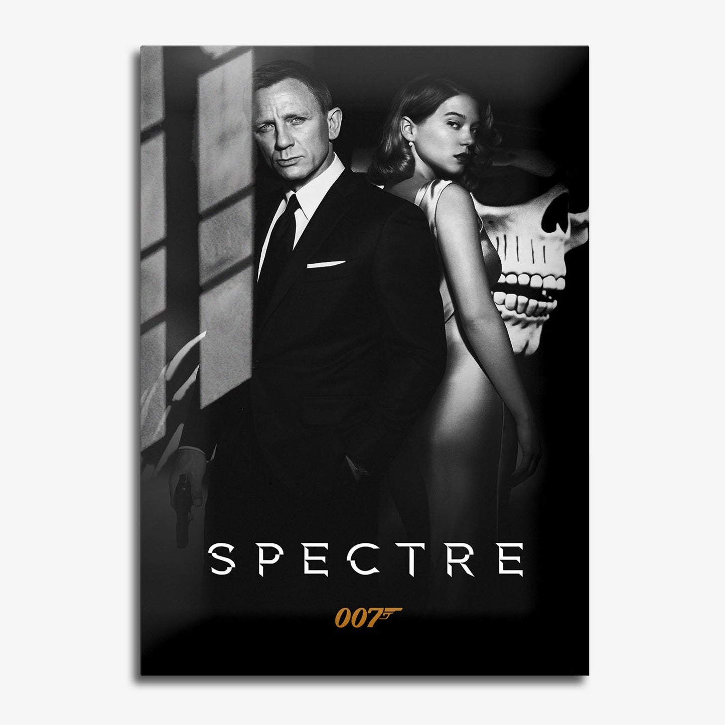Flex Designs Metal Poster Spectre B&W 11 x 17" Home Goods - Movie 2015 Movie Metal Poster