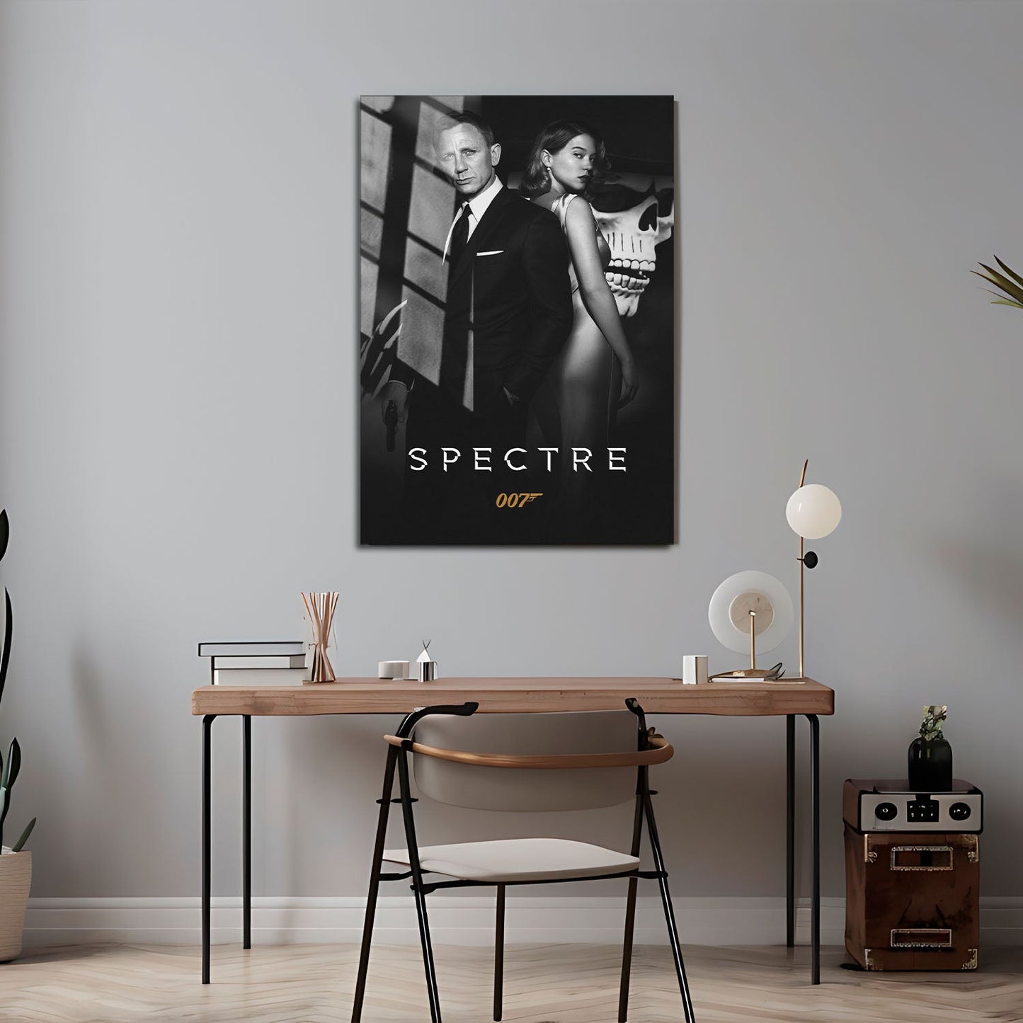 Flex Designs Metal Poster Spectre B&W 24 x 36" Home Goods - Movie 2015 Movie Metal Poster
