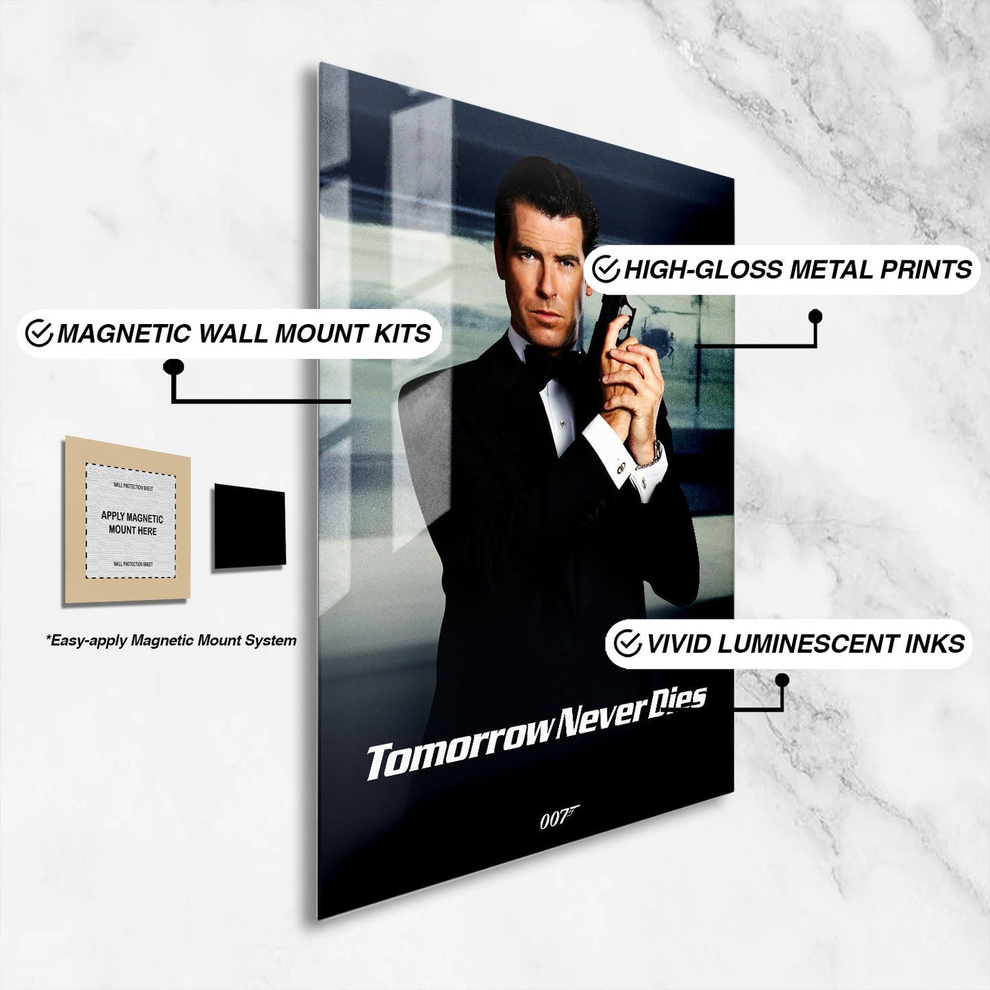 Flex Designs Metal Poster Tomorrow Never Dies Classic 16 x 24" Home Goods - Movie 1997 Movie Metal Poster