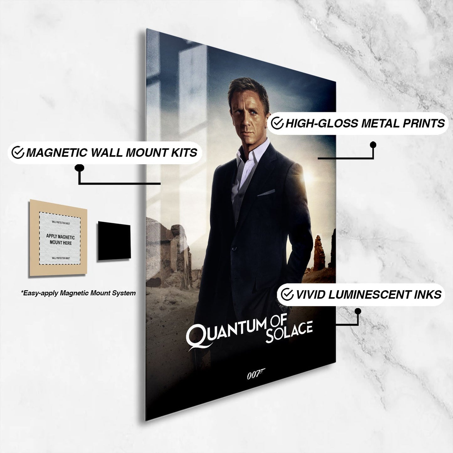 Flex Designs Metal Poster Quantum of Solace Classic 16 x 24" Home Goods - Movie 2008 Movie Metal Poster