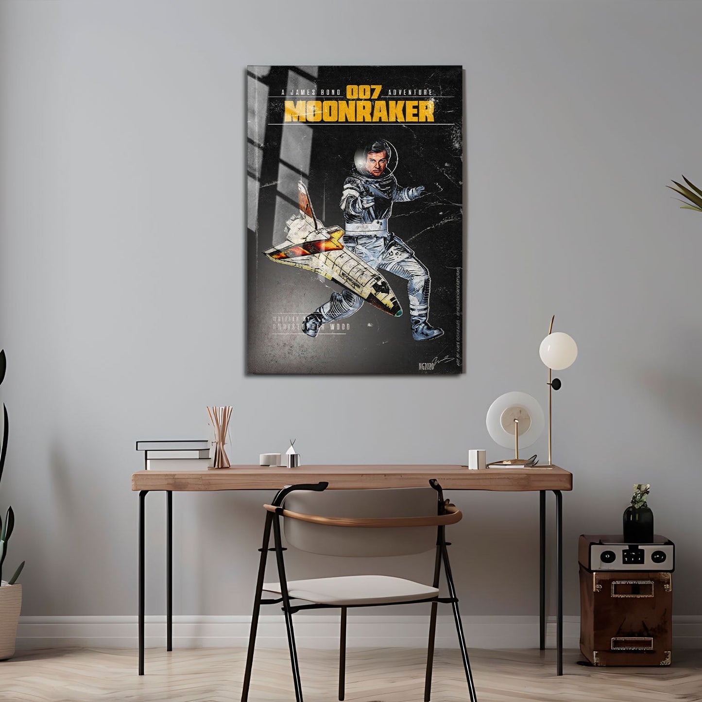 Flex Designs Metal Poster Moonraker Minimalist 24 x 36" Home Goods - Movie 1979 Movie Metal Poster