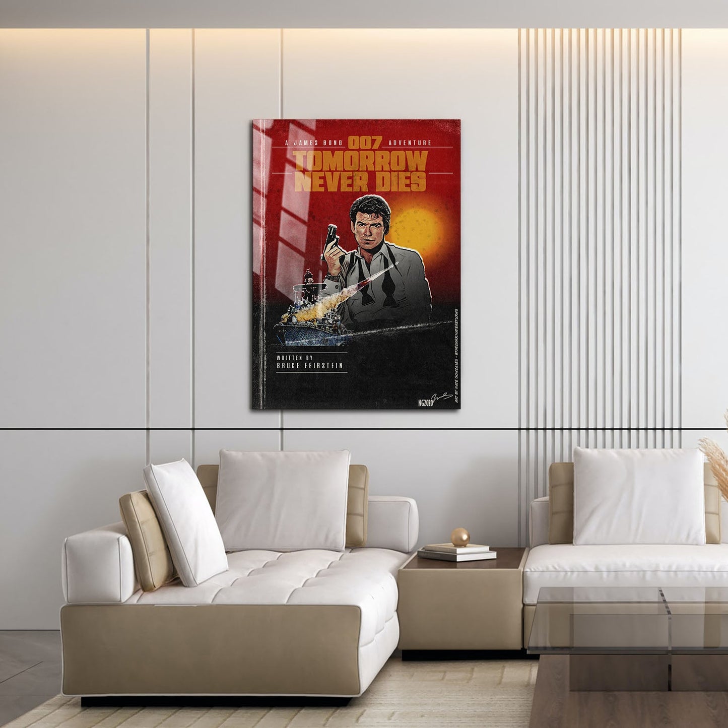 Flex Designs Metal Poster Tomorrow Never Dies Minimalist 16 x 24" Home Goods - Movie 1997 Movie Metal Poster