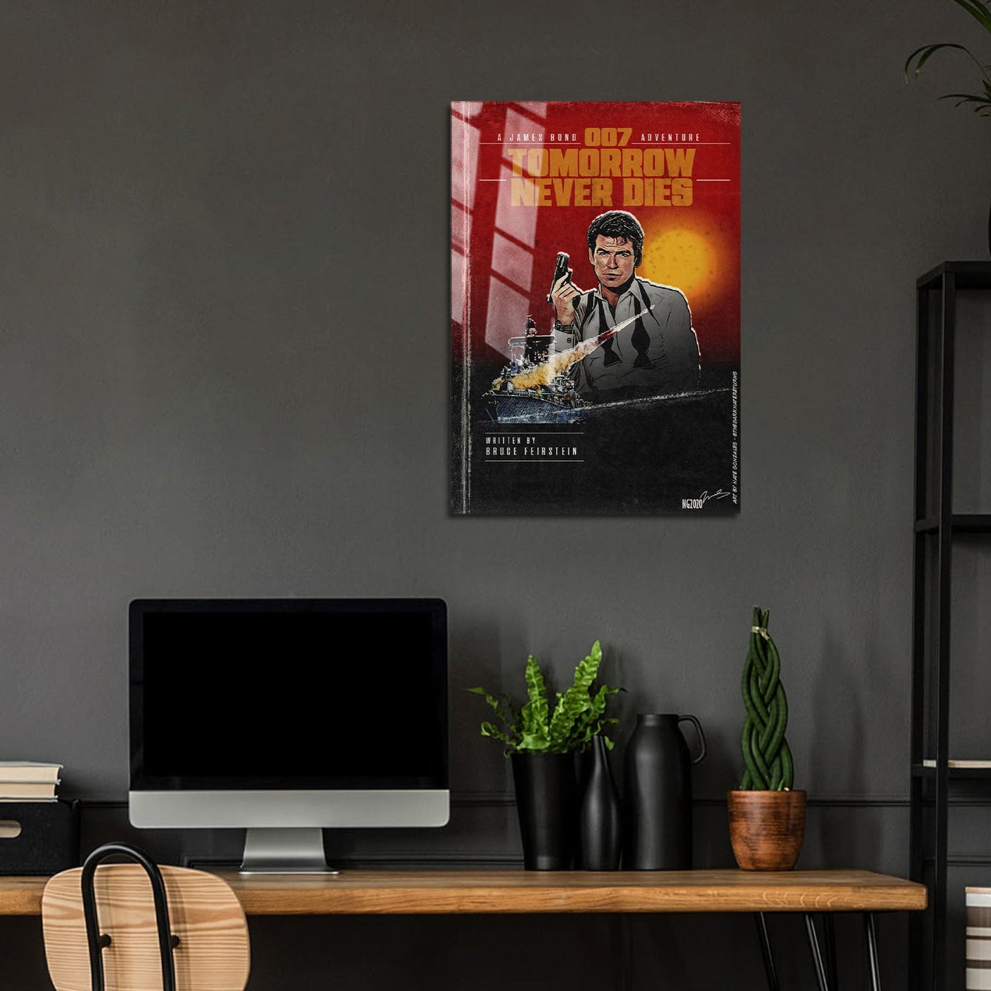 Flex Designs Metal Poster Tomorrow Never Dies Minimalist 5 x 7" Home Goods - Movie 1997 Movie Metal Poster