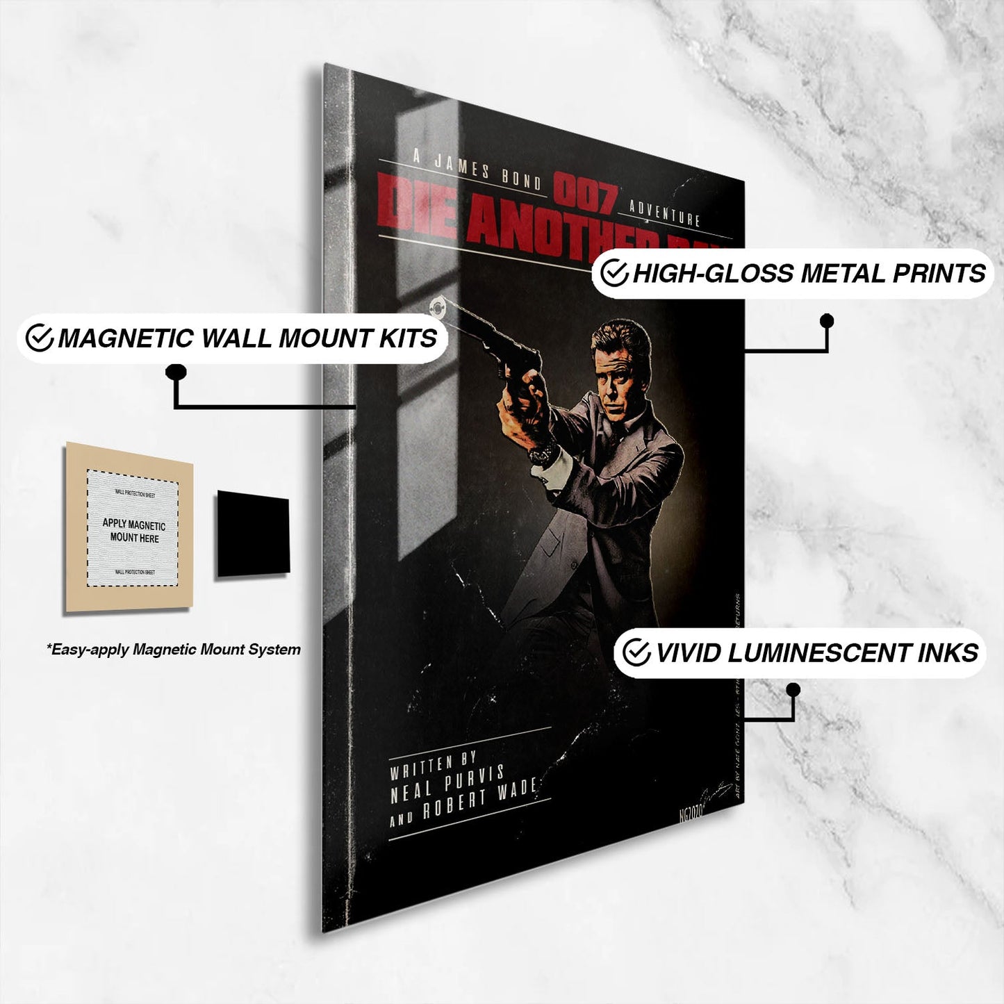 Flex Designs Metal Poster Die Another Day Minimalist 16 x 24" Home Goods - Movie 2002 Movie Metal Poster