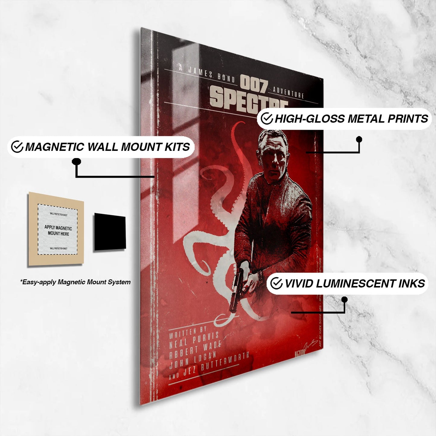 Flex Designs Metal Poster Spectre Minimalist 16 x 24" Home Goods - Movie 2015 Movie Metal Poster