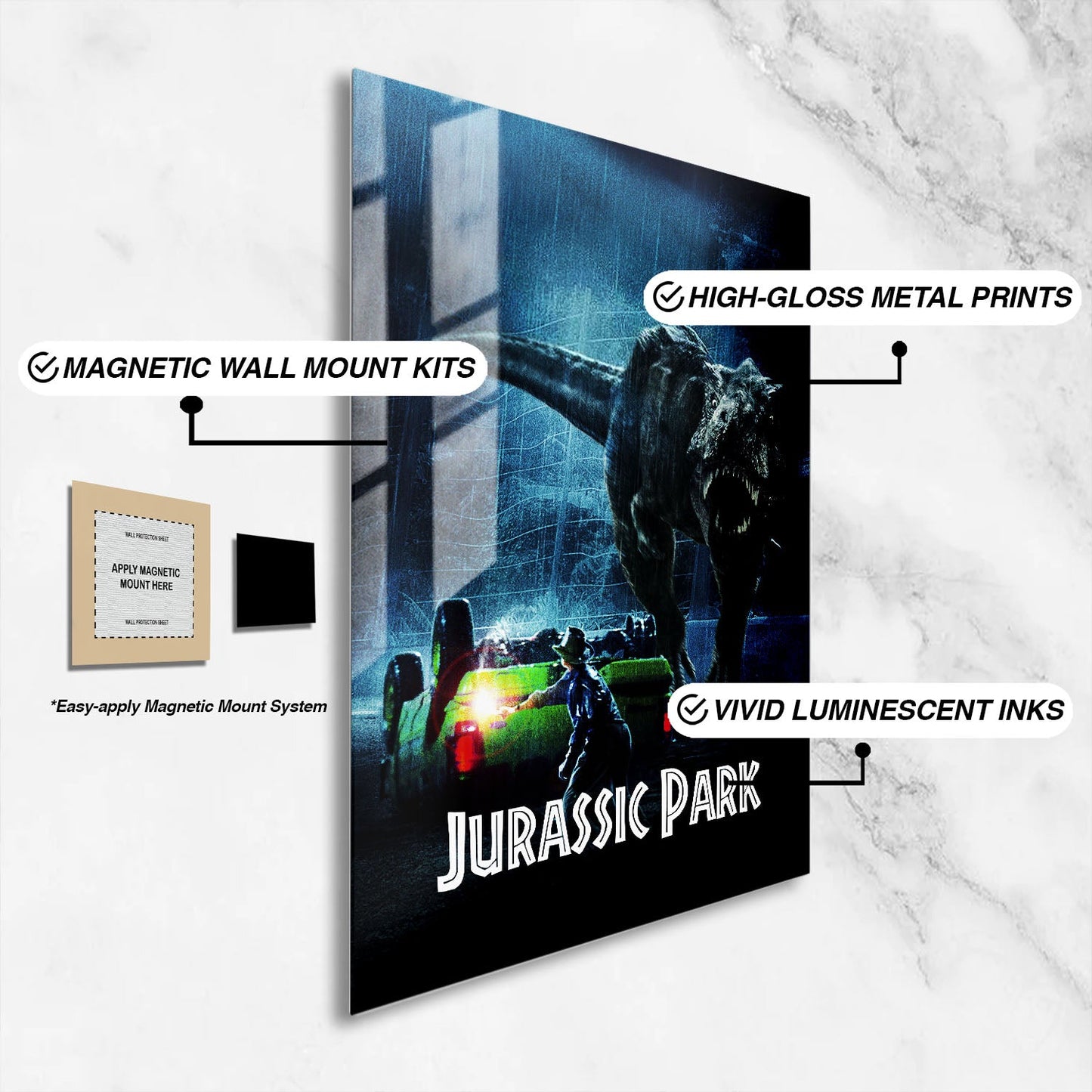 Flex Designs Metal Poster Jurassic Park Classic 16 x 24" Home Goods - Movie 1993 Movie Metal Poster