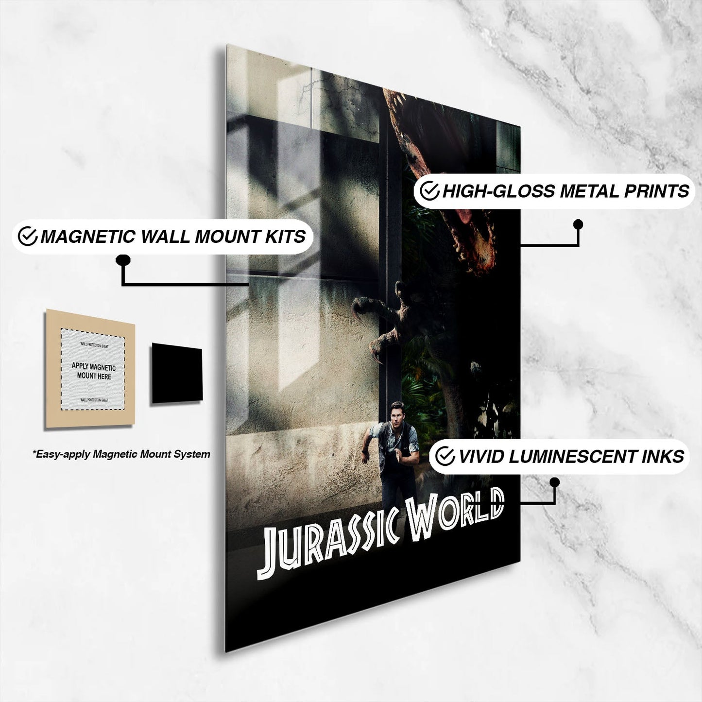 Flex Designs Metal Poster Jurassic World Classic 16 x 24" Home Goods - Movie 2015 Movie Metal Poster