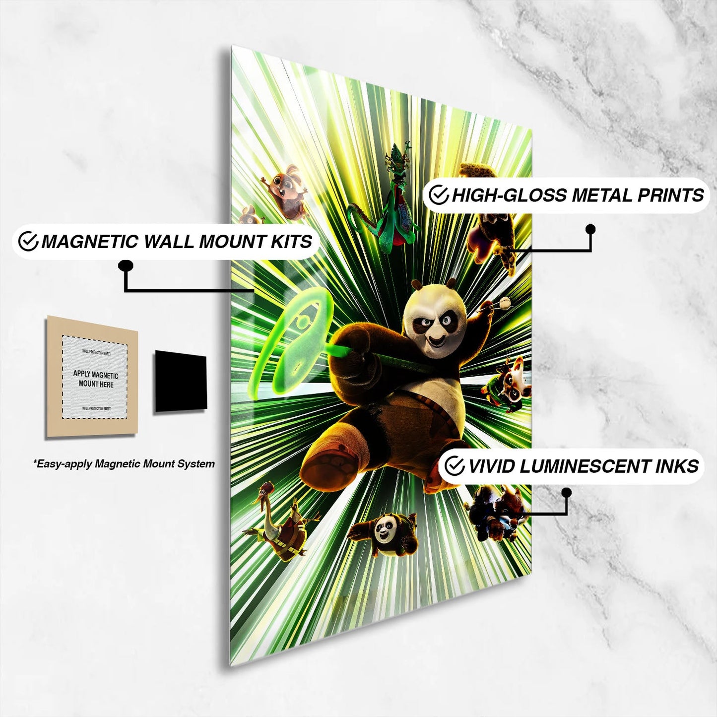 Flex Designs Metal Poster Kung Fu Panda 4 Textless 16 x 24" Home Goods - Movie 2024 Movie Metal Poster