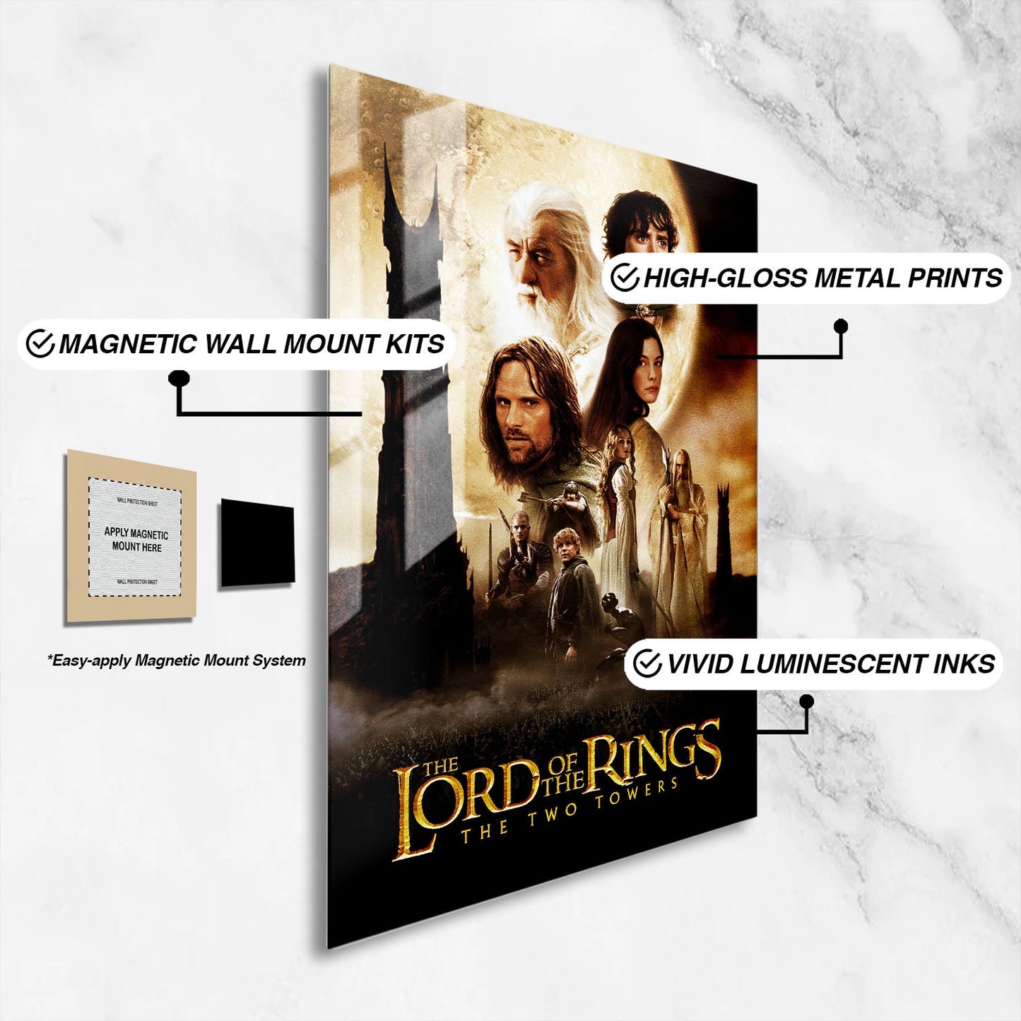 Flex Designs Metal Poster The Lord of the Rings The Two Towers 16 x 24" Home Goods - Movie 2002 Movie Metal Poster