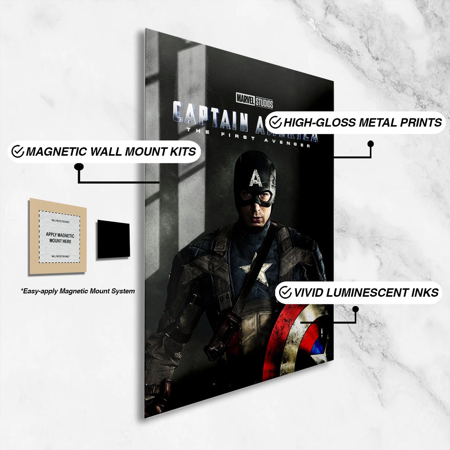 Flex Designs Metal Poster Captain America The First Avenger 16 x 24" Home Goods - Movie 2011 Movie Metal Poster