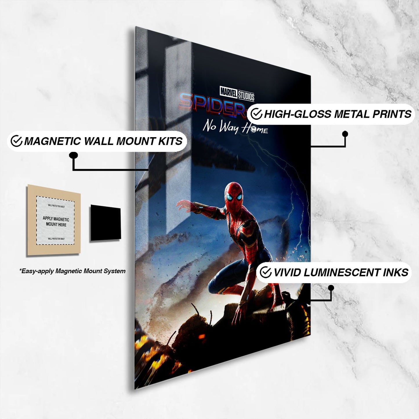 Flex Designs Metal Poster Spider-Man No Way Home 16 x 24" Home Goods - Movie 2021 Movie Metal Poster
