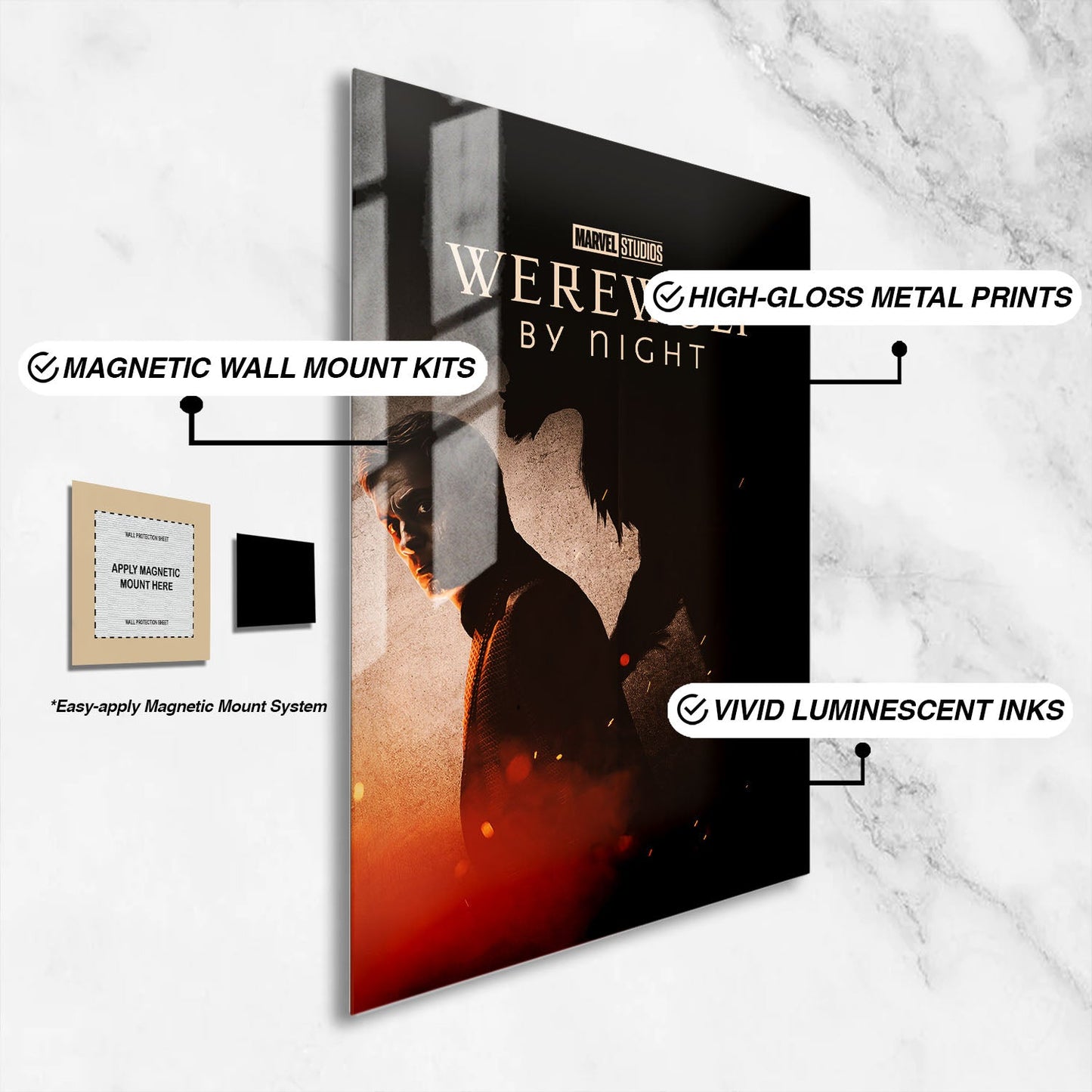 Flex Designs Metal Poster Werewolf by Night 16 x 24" Home Goods - Movie 2022 Movie Metal Poster