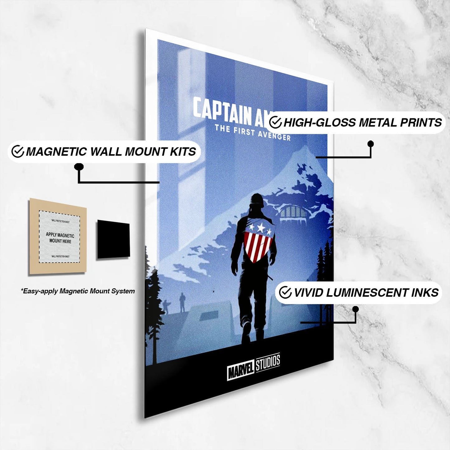 Flex Designs Metal Poster Captain America The First Avenger Minimalist 16 x 24" Home Goods - Movie 2011 Movie Metal Poster