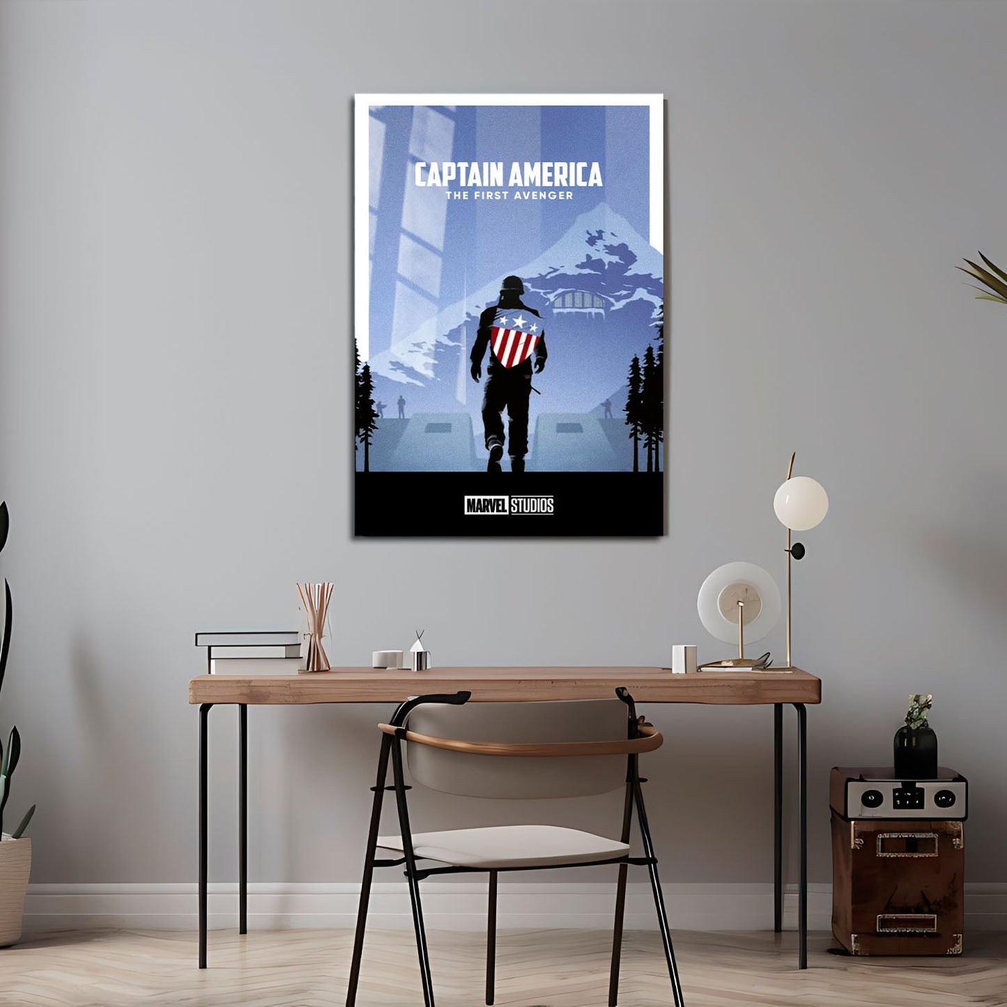 Flex Designs Metal Poster Captain America The First Avenger Minimalist 24 x 36" Home Goods - Movie 2011 Movie Metal Poster