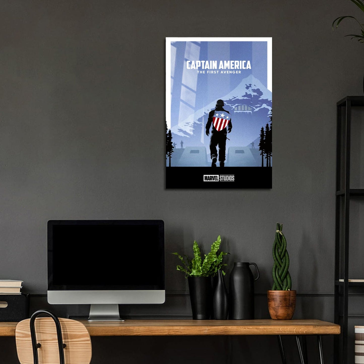 Flex Designs Metal Poster Captain America The First Avenger Minimalist 5 x 7" Home Goods - Movie 2011 Movie Metal Poster