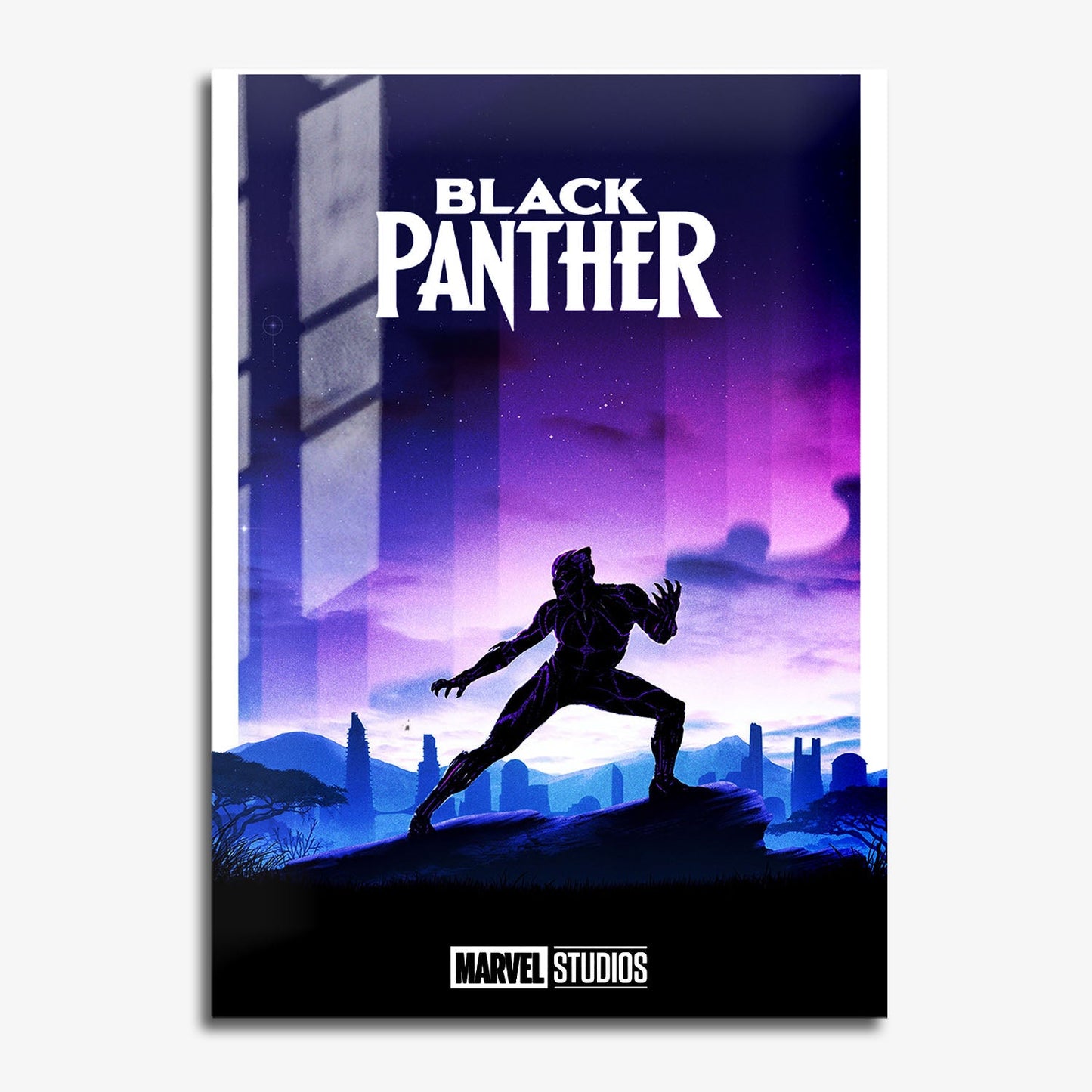 Flex Designs Metal Poster Black Panther Minimalist 11 x 17" Home Goods - Movie 2018 Movie Metal Poster