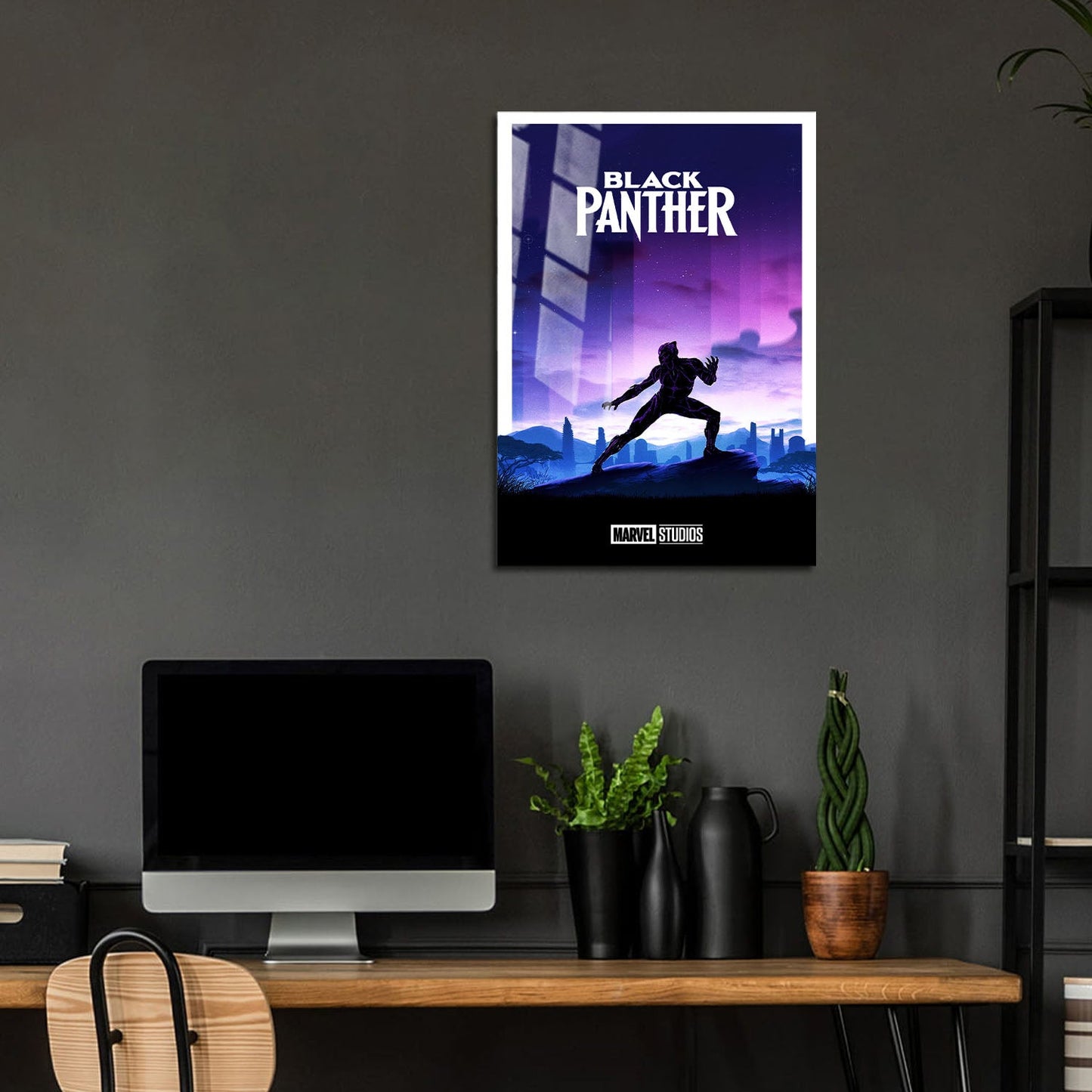 Flex Designs Metal Poster Black Panther Minimalist 5 x 7" Home Goods - Movie 2018 Movie Metal Poster