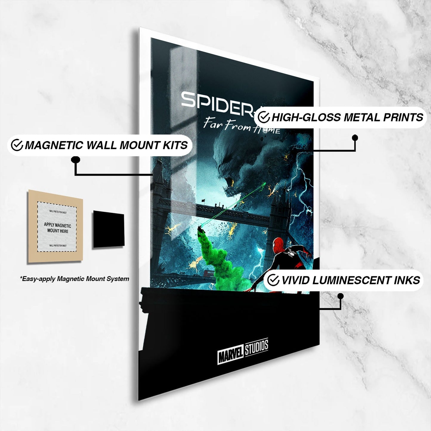 Flex Designs Metal Poster Spider-Man Far From Home Minimalist 16 x 24" Home Goods - Movie 2019 Movie Metal Poster