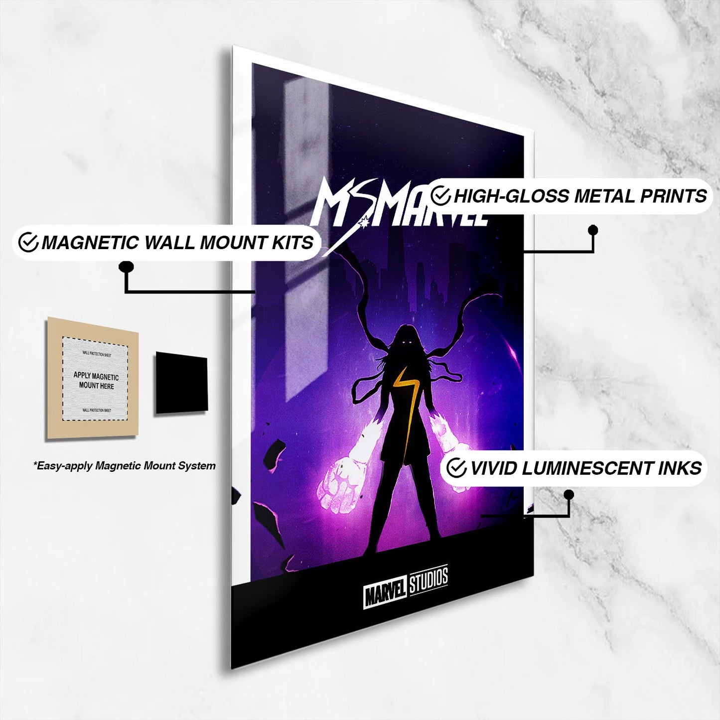 Flex Designs Metal Poster Ms Marvel Minimalist 16 x 24" Home Goods - TV Show 2022 TV Show Metal Poster